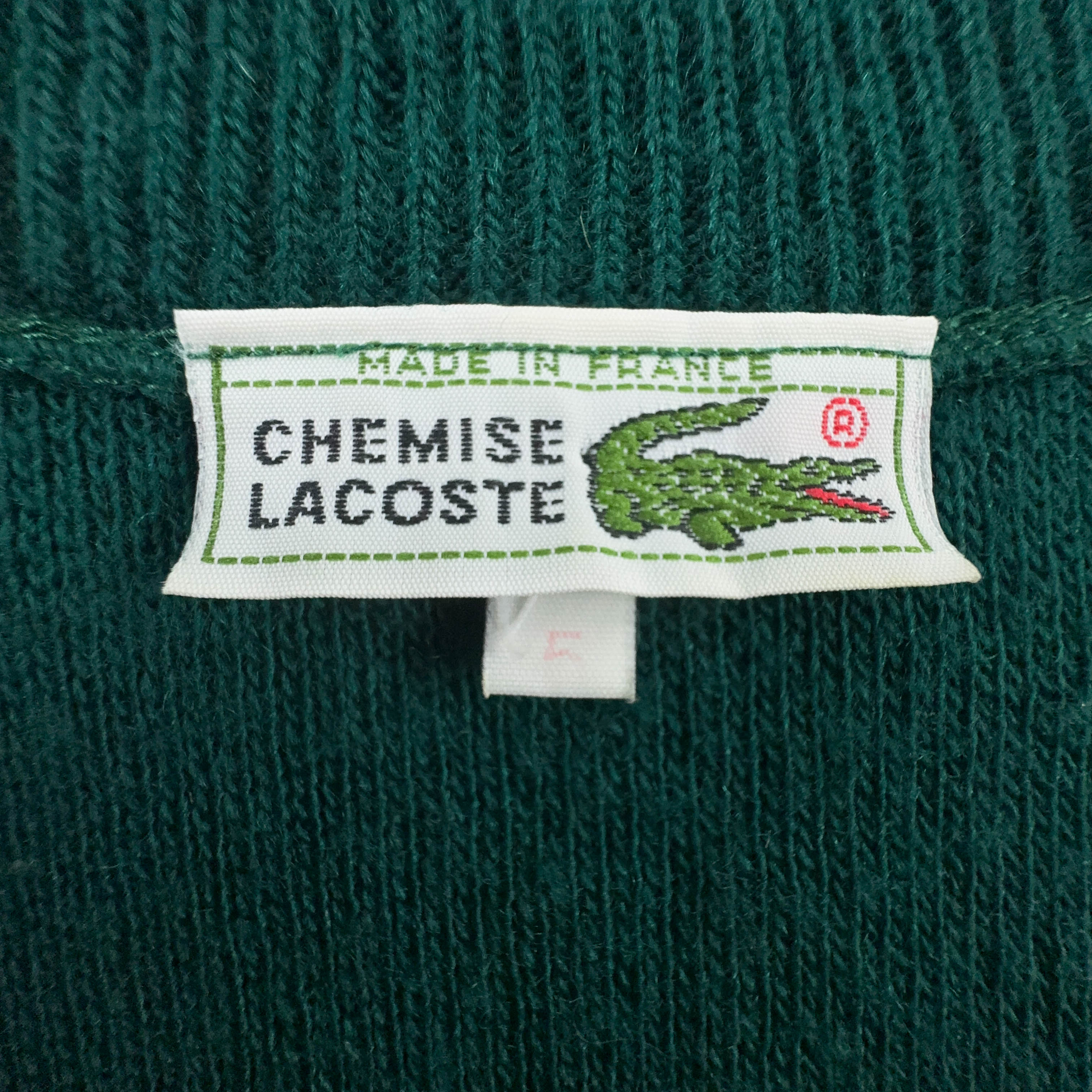 Maglione leggero Lacoste verde con scollo a v 80% lana - Taglia L uomo
