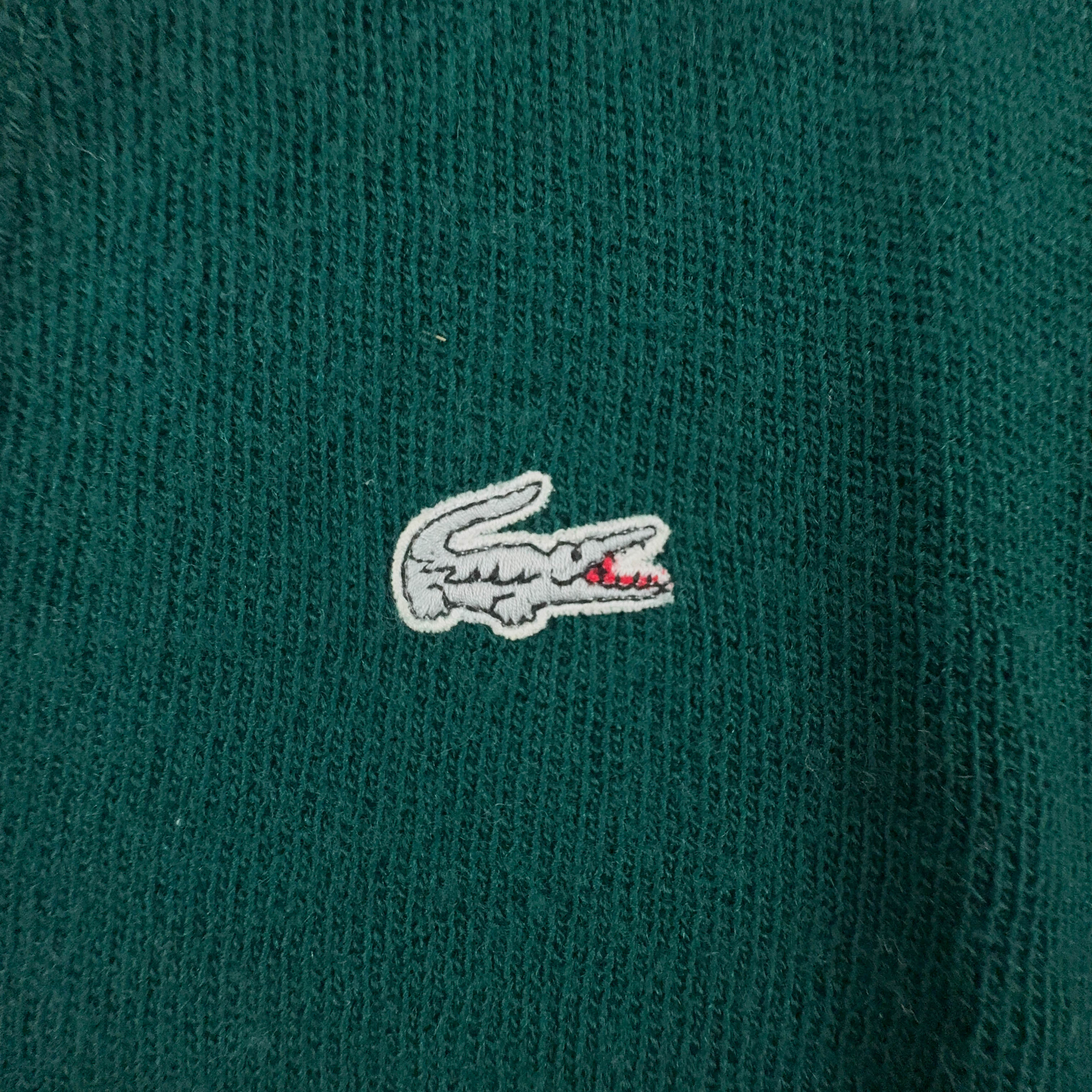 Maglione leggero Lacoste verde con scollo a v 80% lana - Taglia L uomo