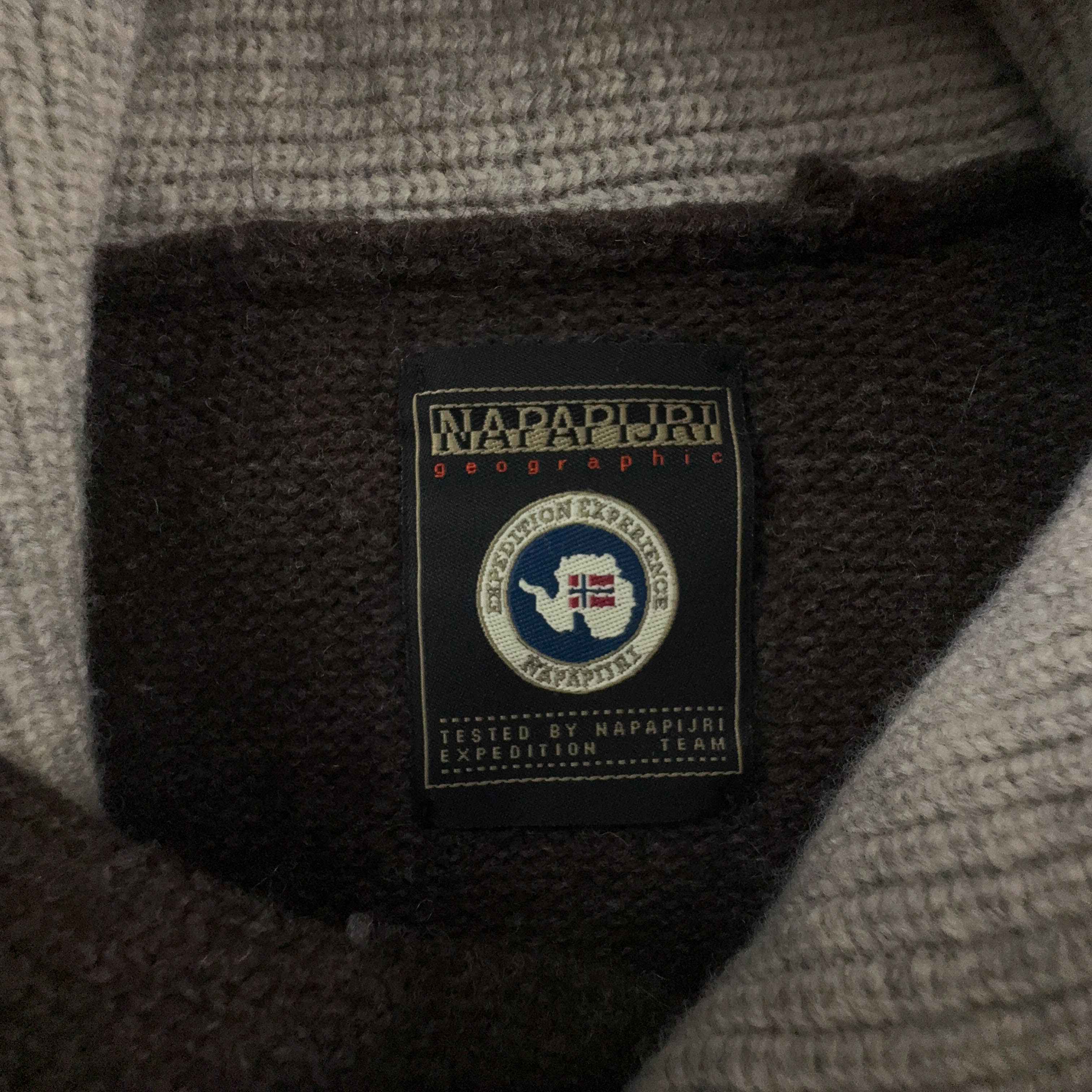 Maglione Napapijri Geographic marrone 80% lana a collo alto - Taglia S uomo