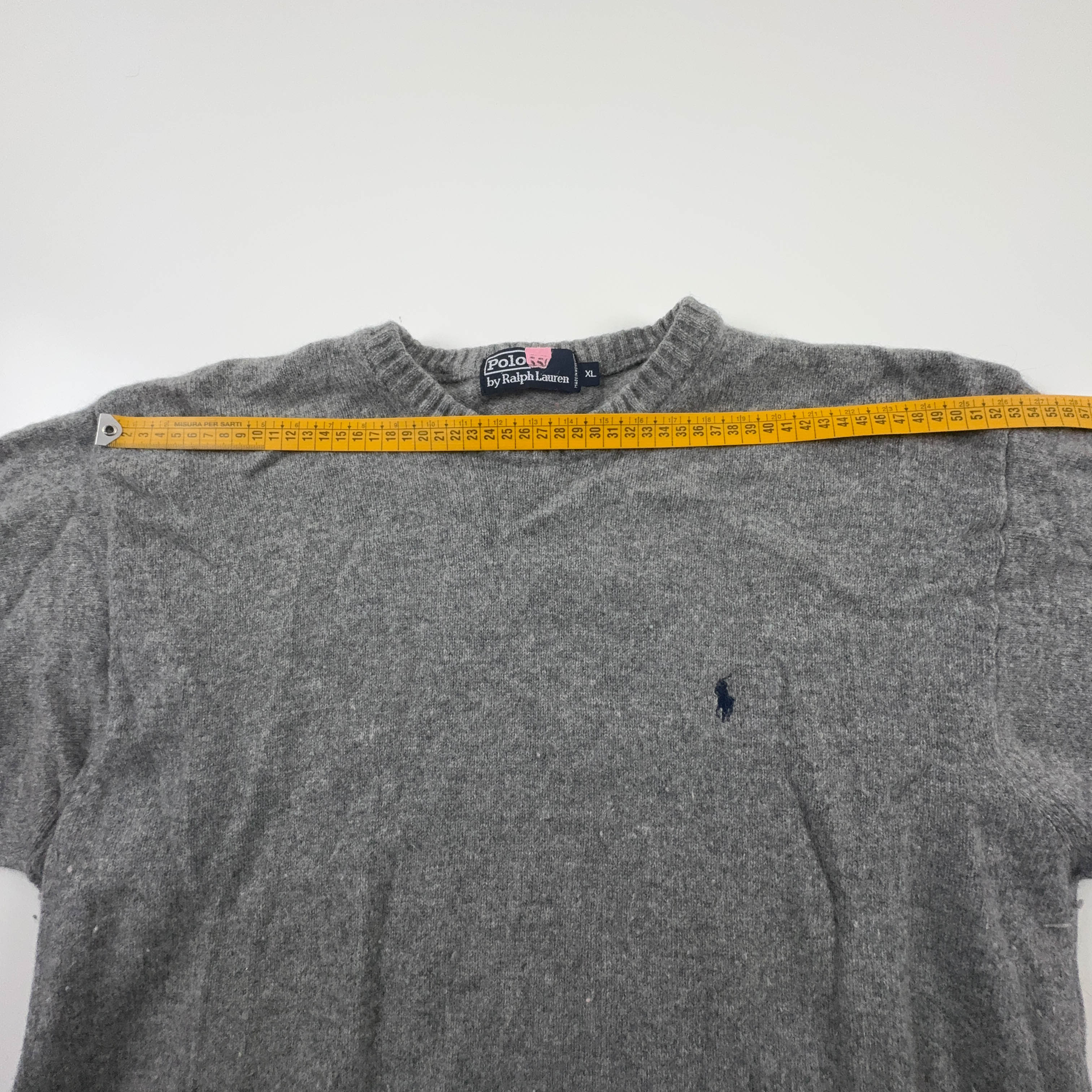Maglione Ralph Lauren grigio a girocollo 100% lana d'agnello - Taglia XL uomo