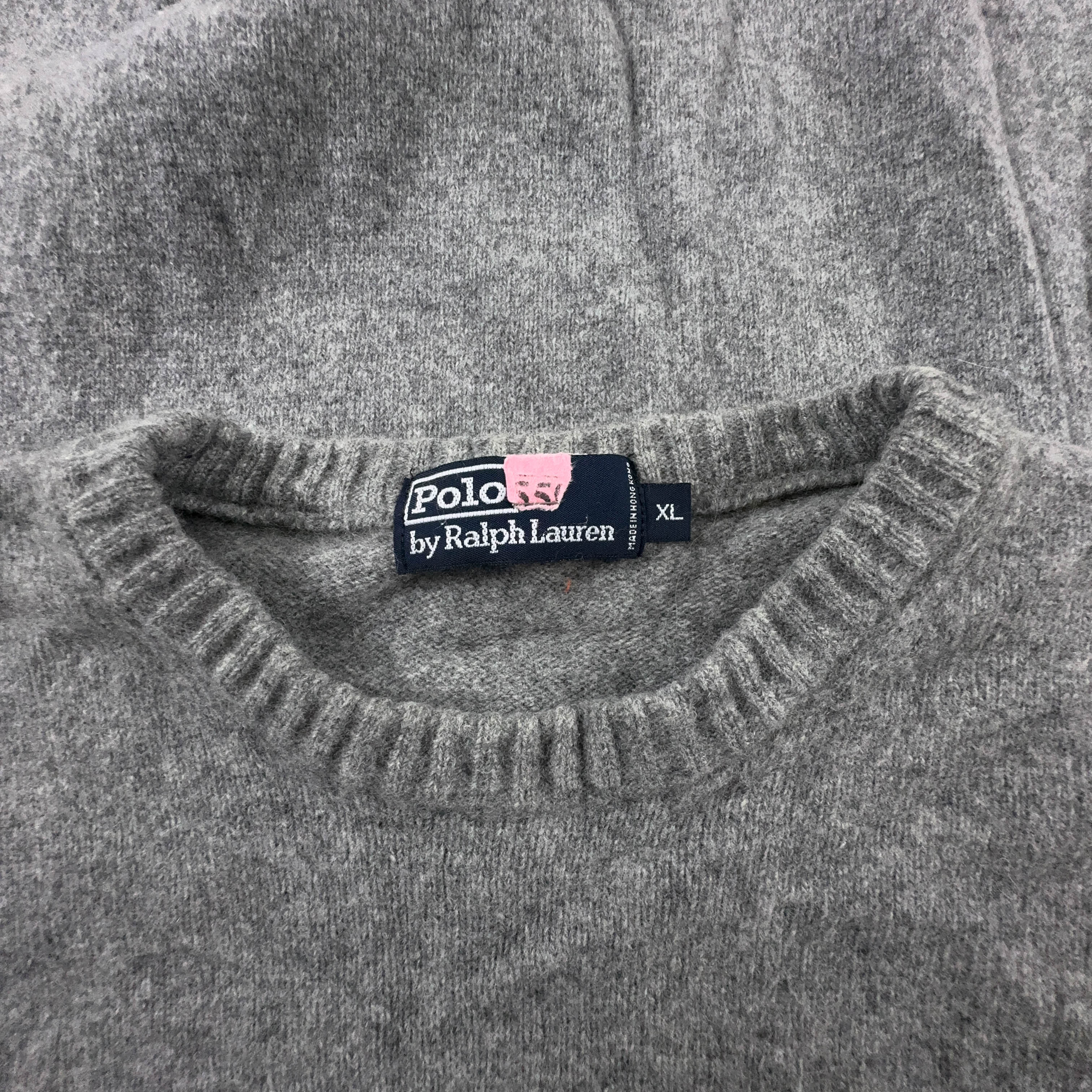 Maglione Ralph Lauren grigio a girocollo 100% lana d'agnello - Taglia XL uomo
