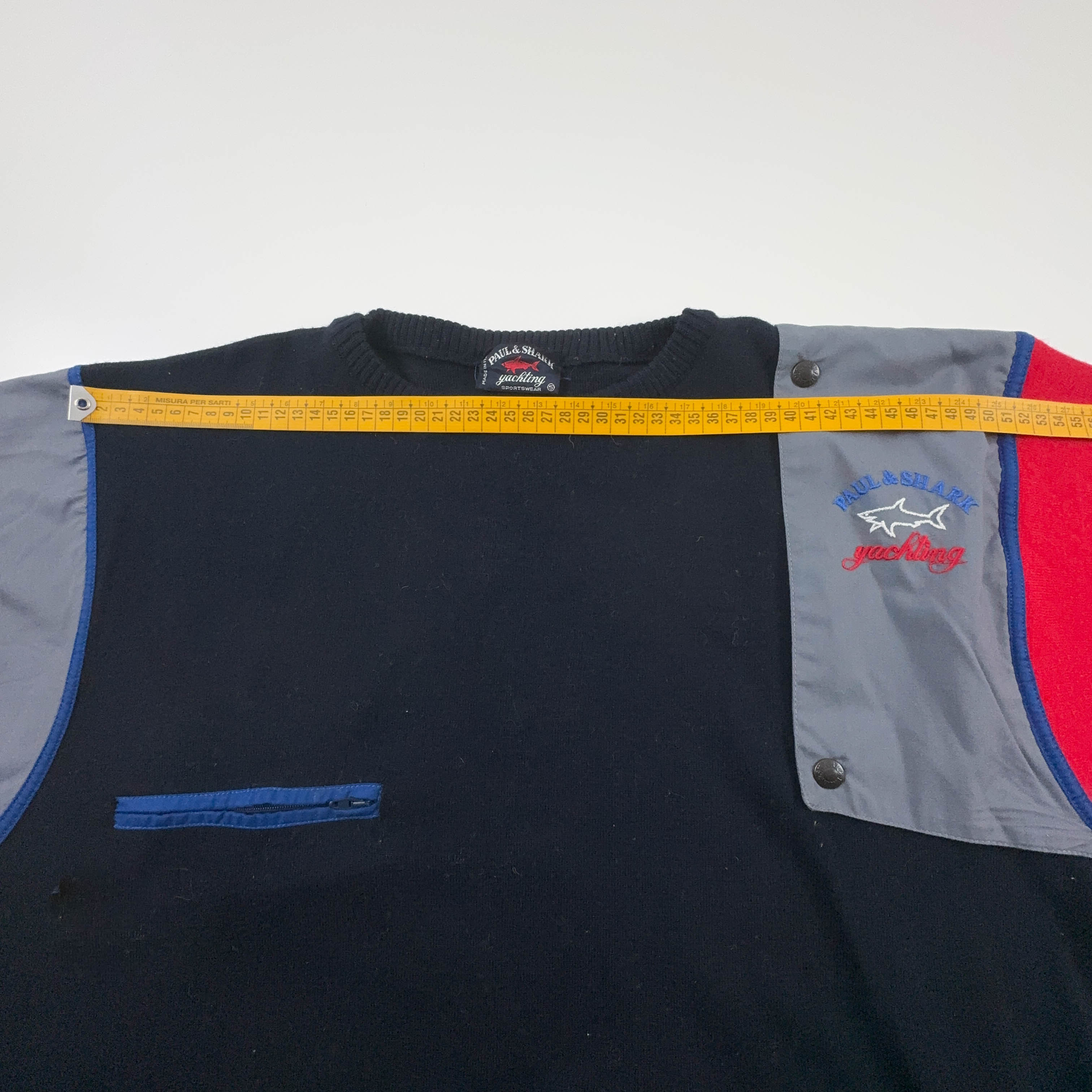 Maglione Paul & Shark Vintage rosso e blu a girocollo 60% lana - Taglia L uomo