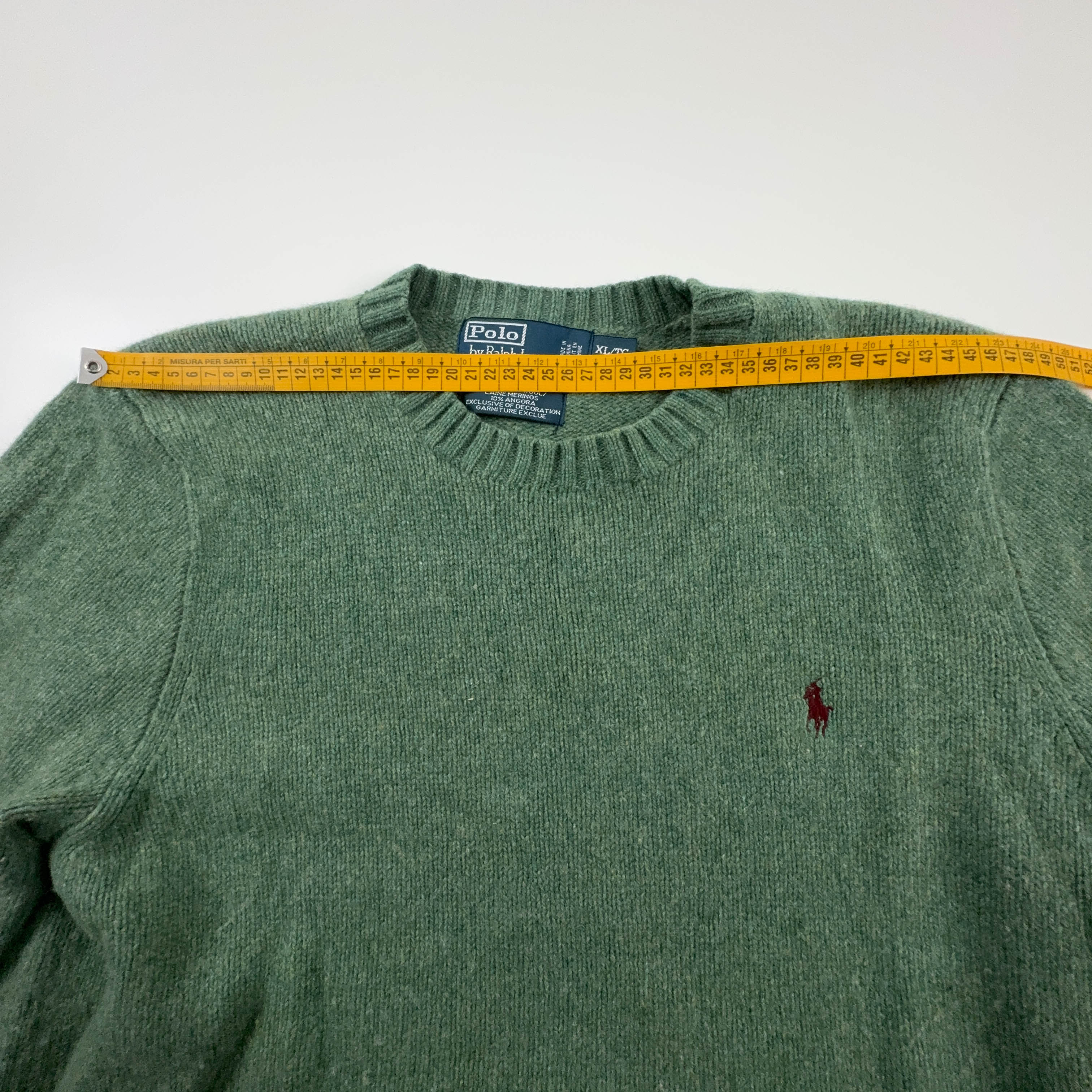 Maglione Ralph Lauren verde a girocollo 90% lana merino - Taglia L uomo