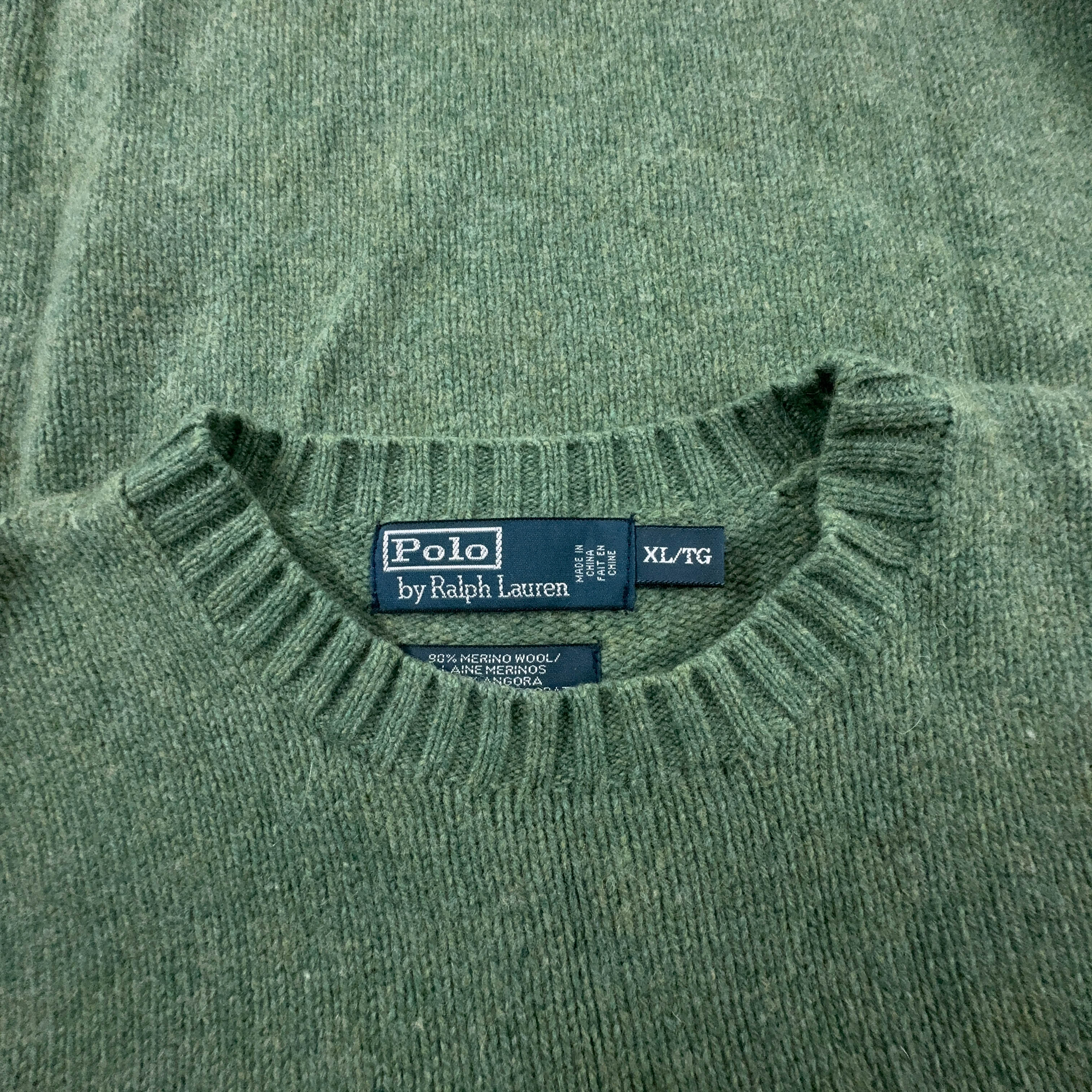 Maglione Ralph Lauren verde a girocollo 90% lana merino - Taglia L uomo