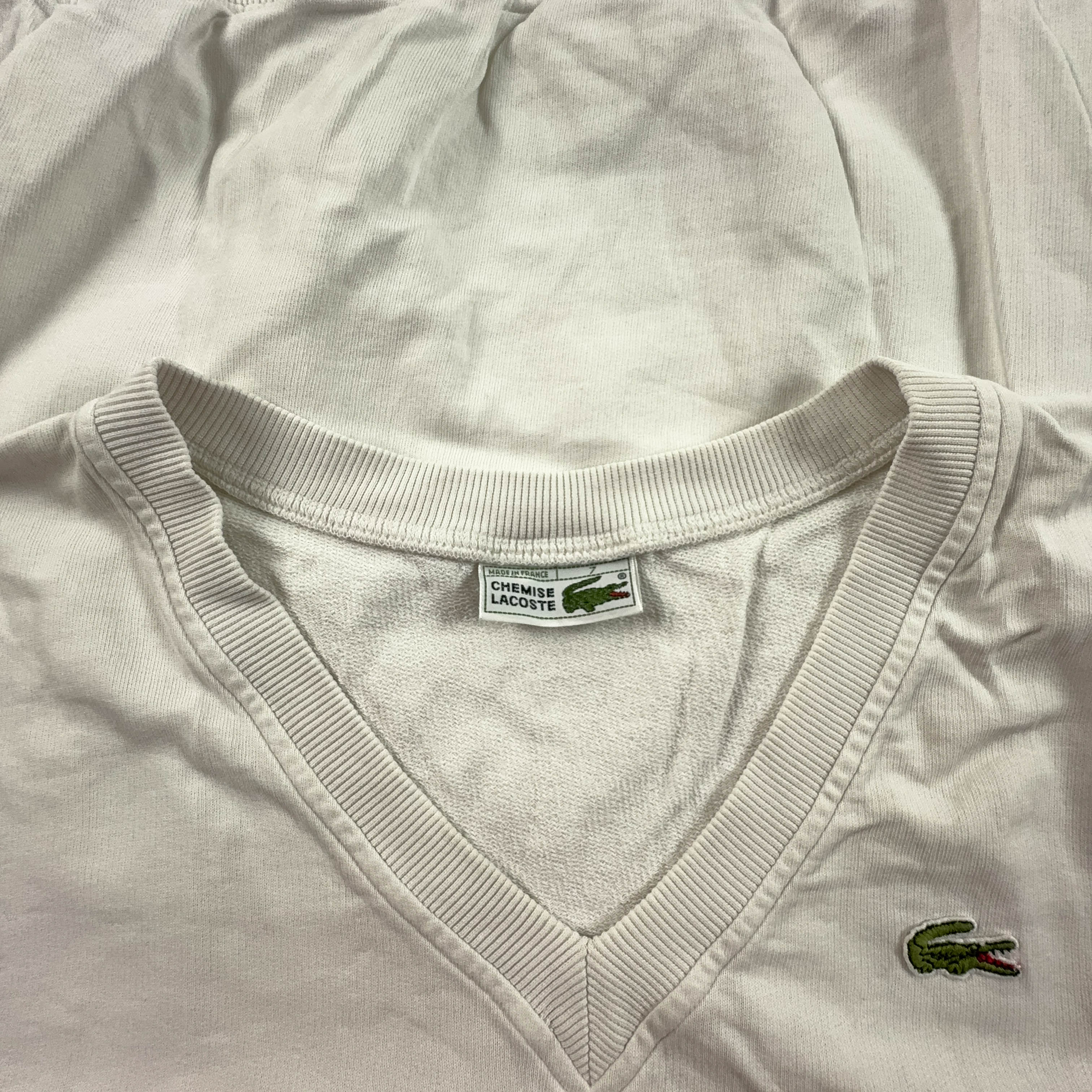 Lacoste Vintage White V-Neck Vest - Men's Size 7