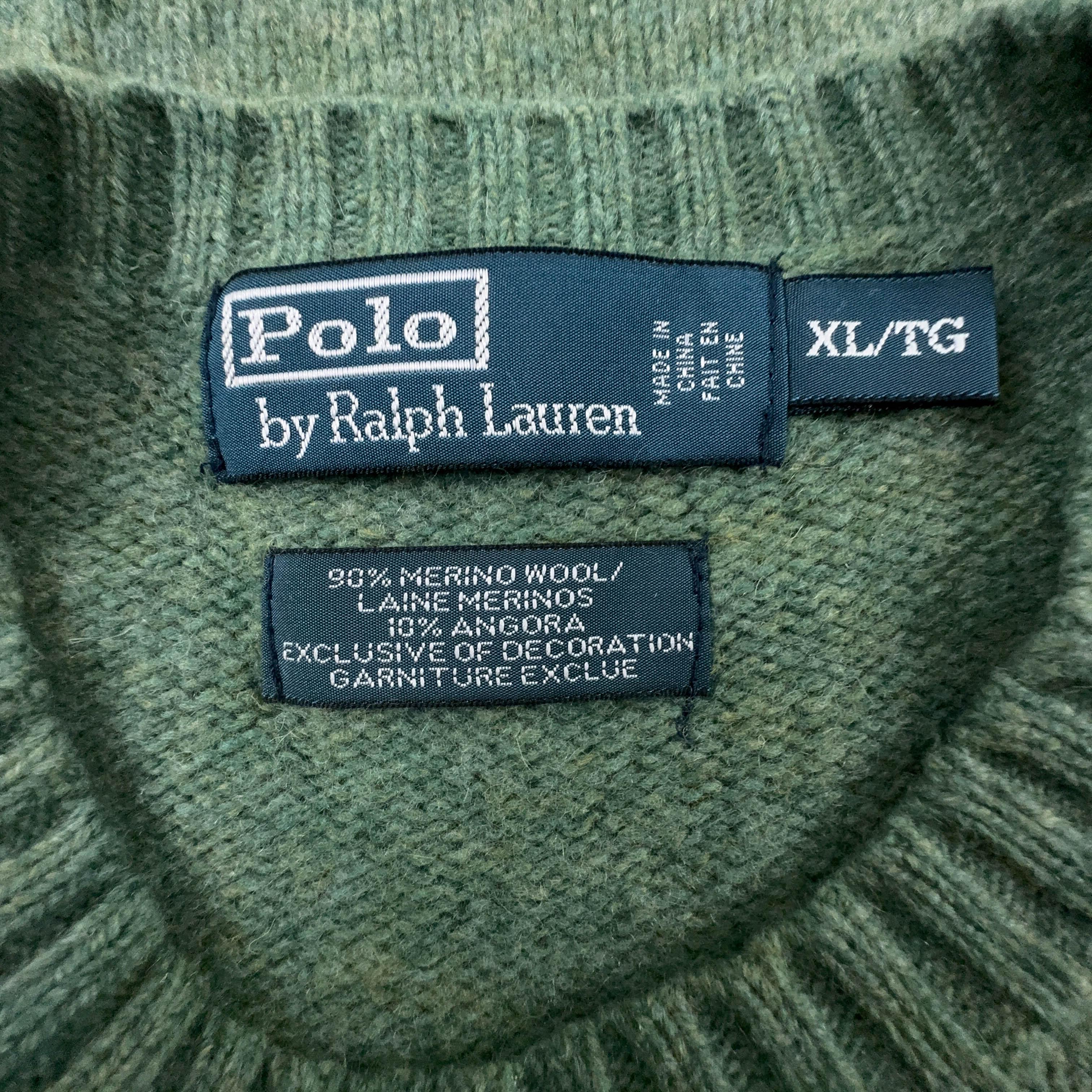 Maglione Ralph Lauren verde a girocollo 90% lana merino - Taglia L uomo