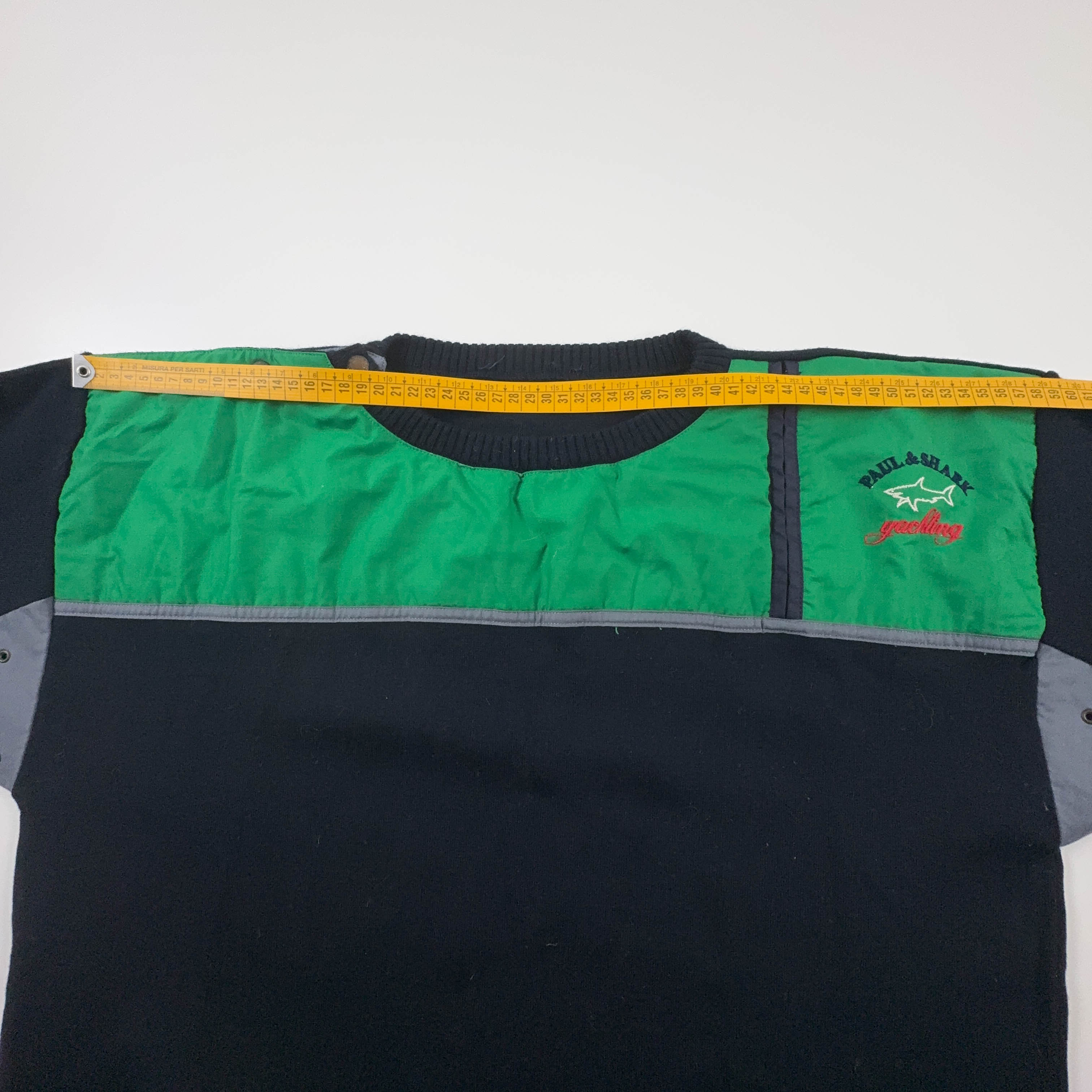 Maglione Paul & Shark Vintage verde e blu scuro a girocollo 40% lana vergine - Taglia L uomo