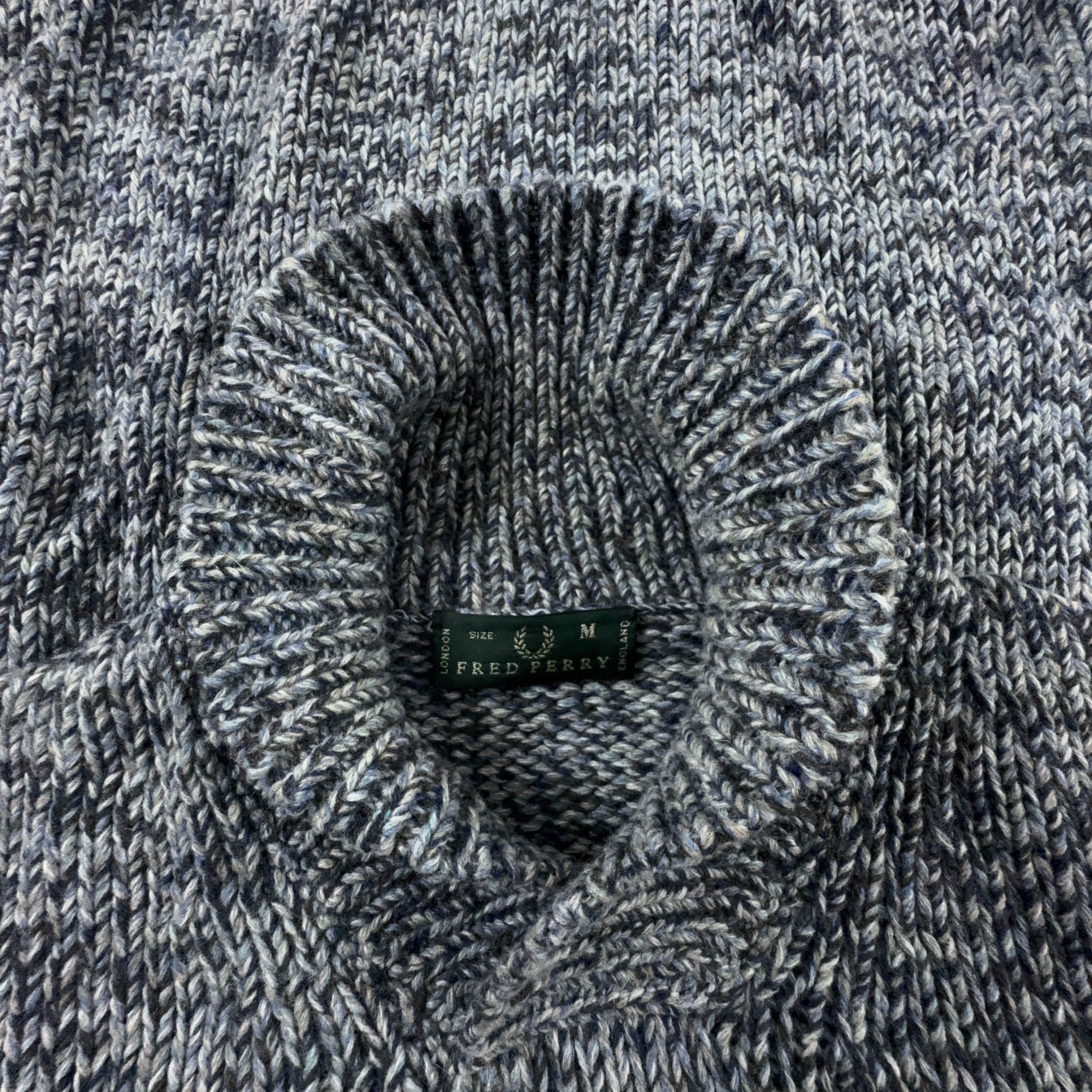 Maglione Fred Perry grigio e azzurro 90% lana - Taglia M uomo