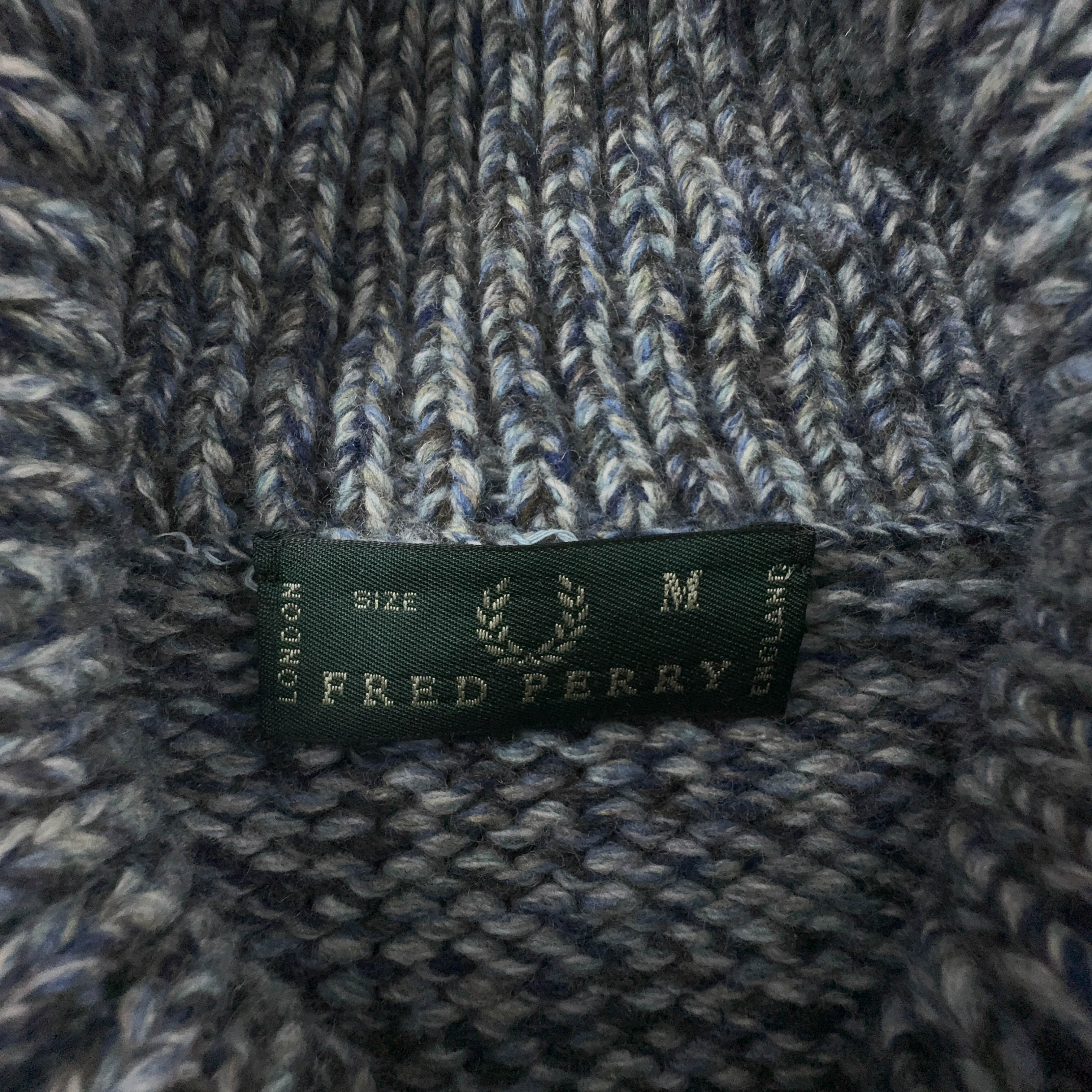 Maglione Fred Perry grigio e azzurro 90% lana - Taglia M uomo