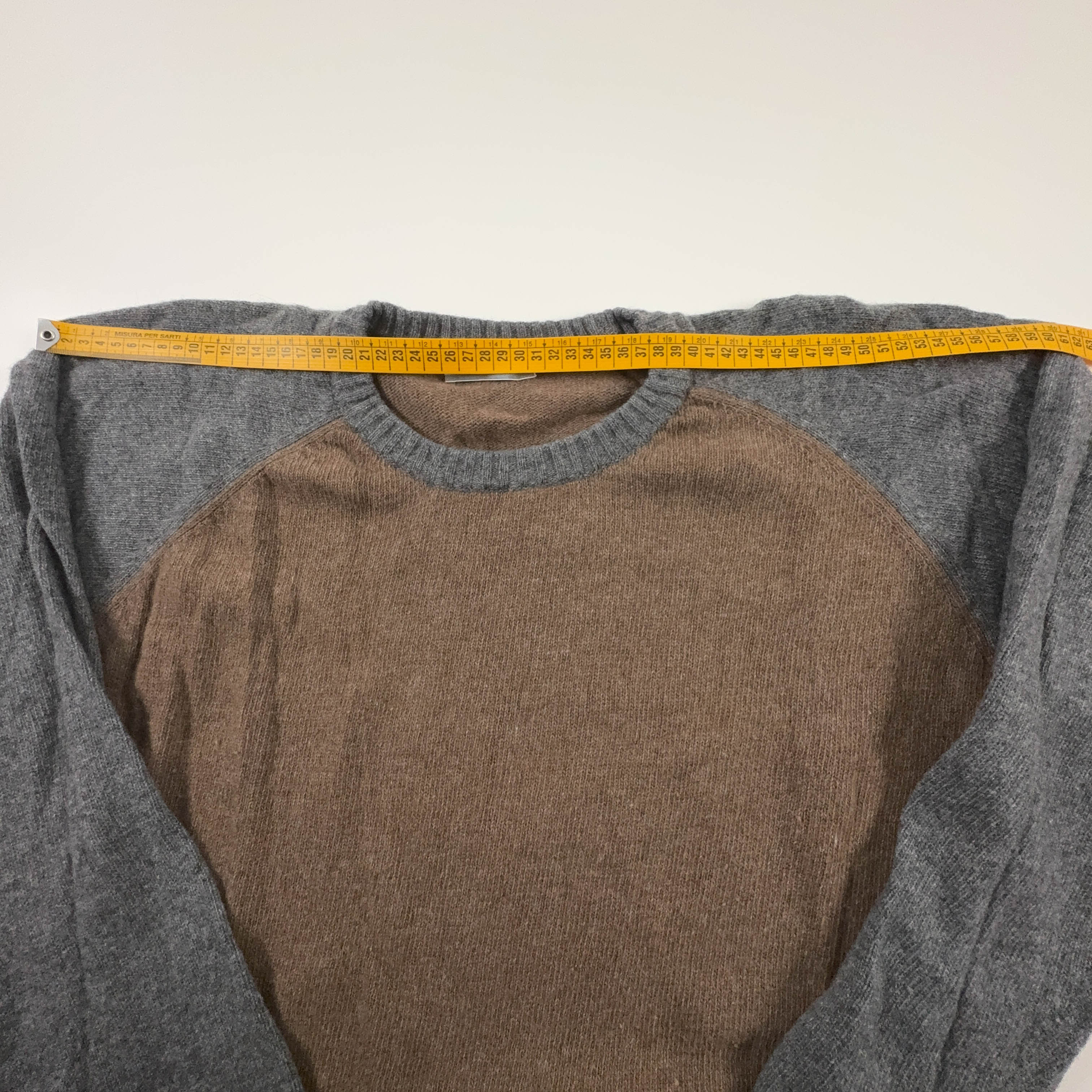 Maglione Colmar marrone e grigio a girocollo 80% lana - Taglia L/XL uomo