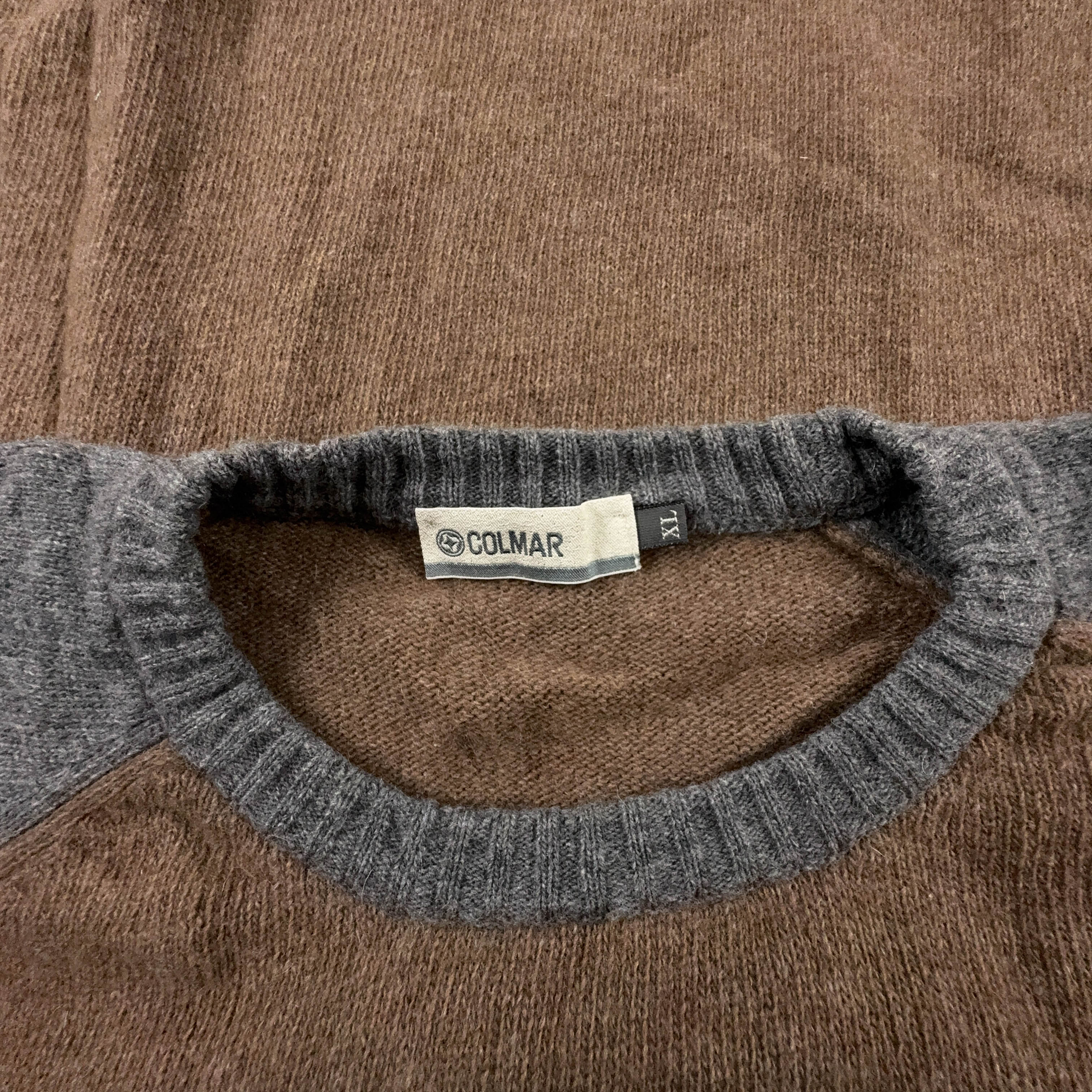 Maglione Colmar marrone e grigio a girocollo 80% lana - Taglia L/XL uomo