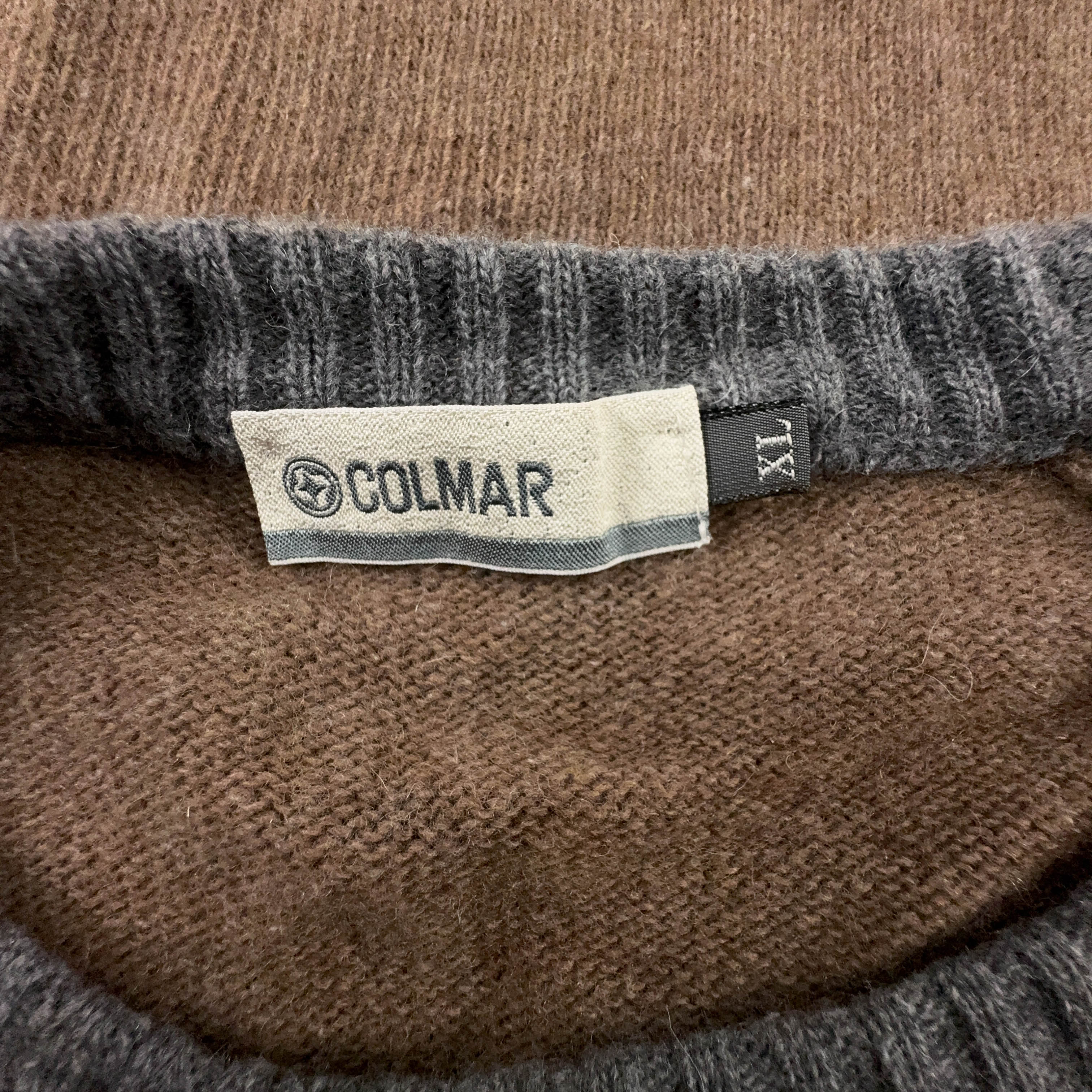 Maglione Colmar marrone e grigio a girocollo 80% lana - Taglia L/XL uomo