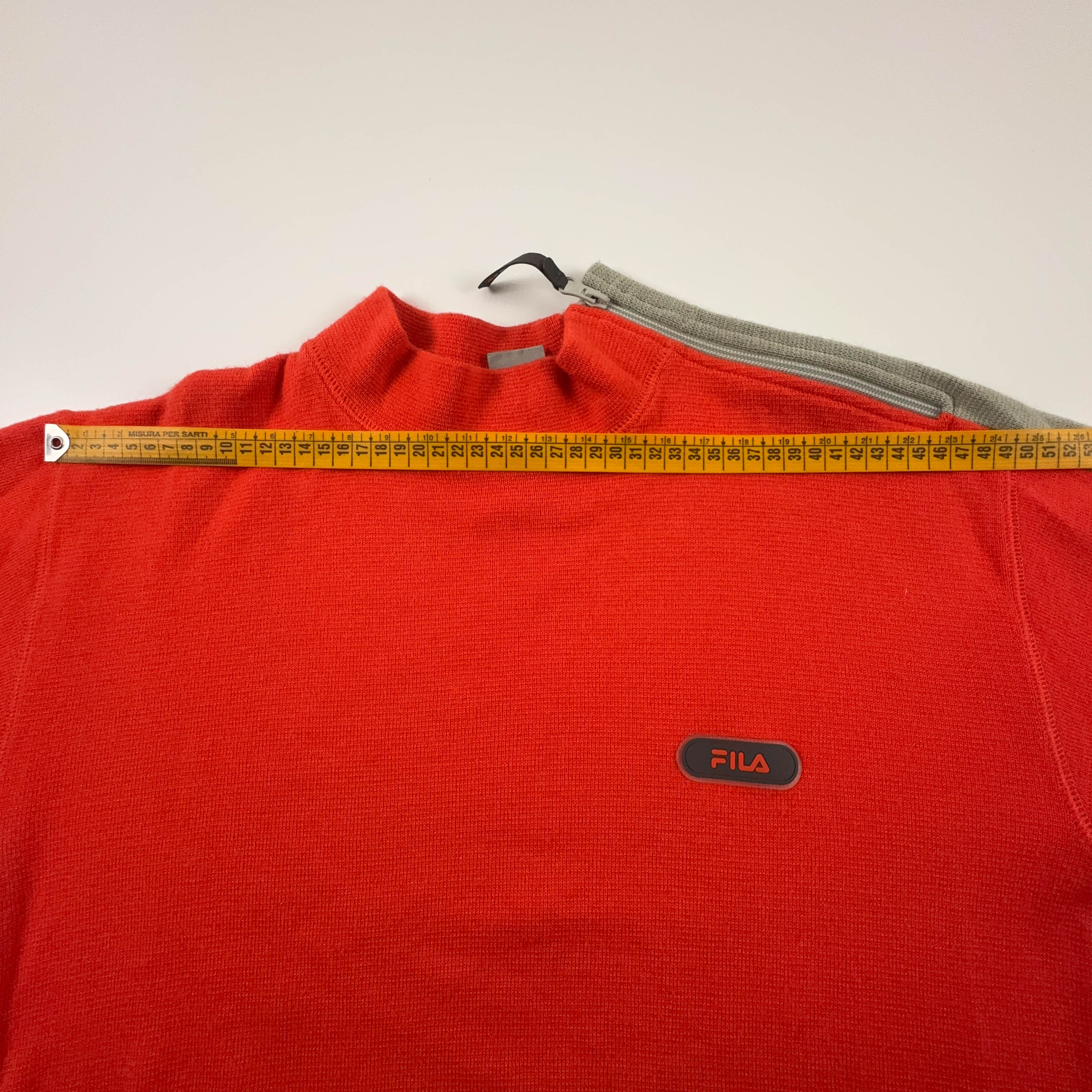 Maglione Fila arancione/rosso a girocollo con zip laterale 50% cotone - Taglia M 50 uomo