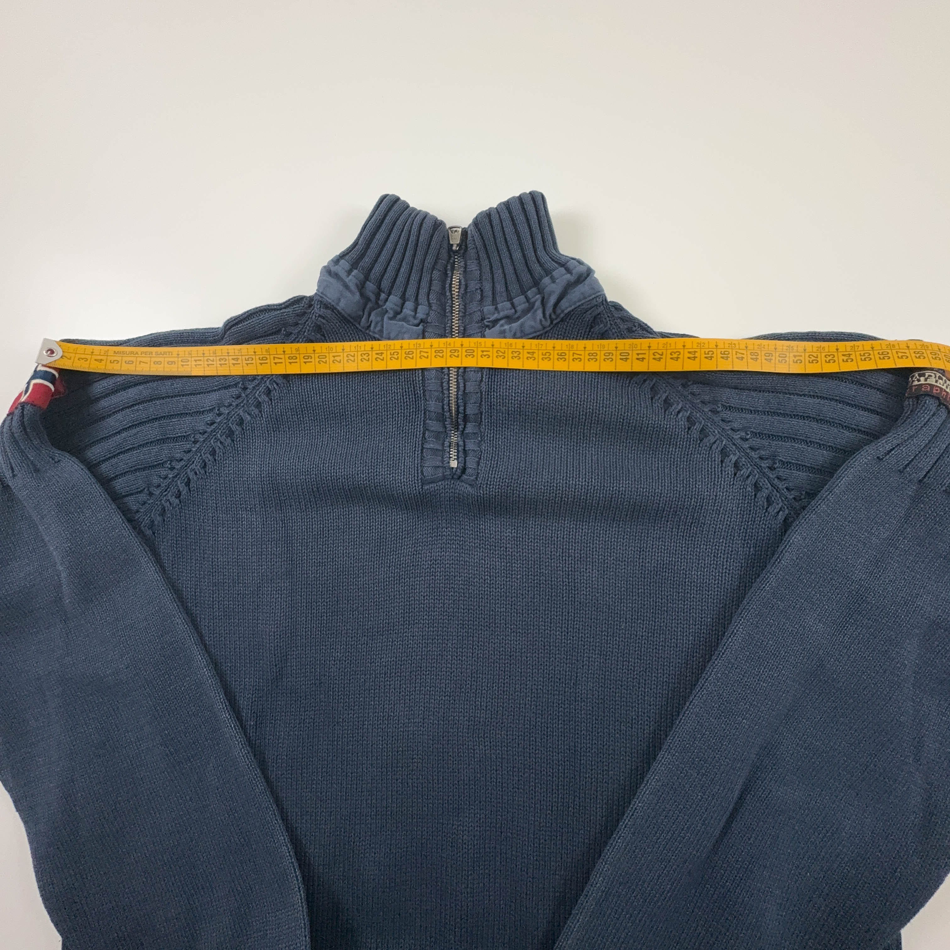 Maglione Napapijri blu scuro quarter zip in cotone - Taglia M uomo