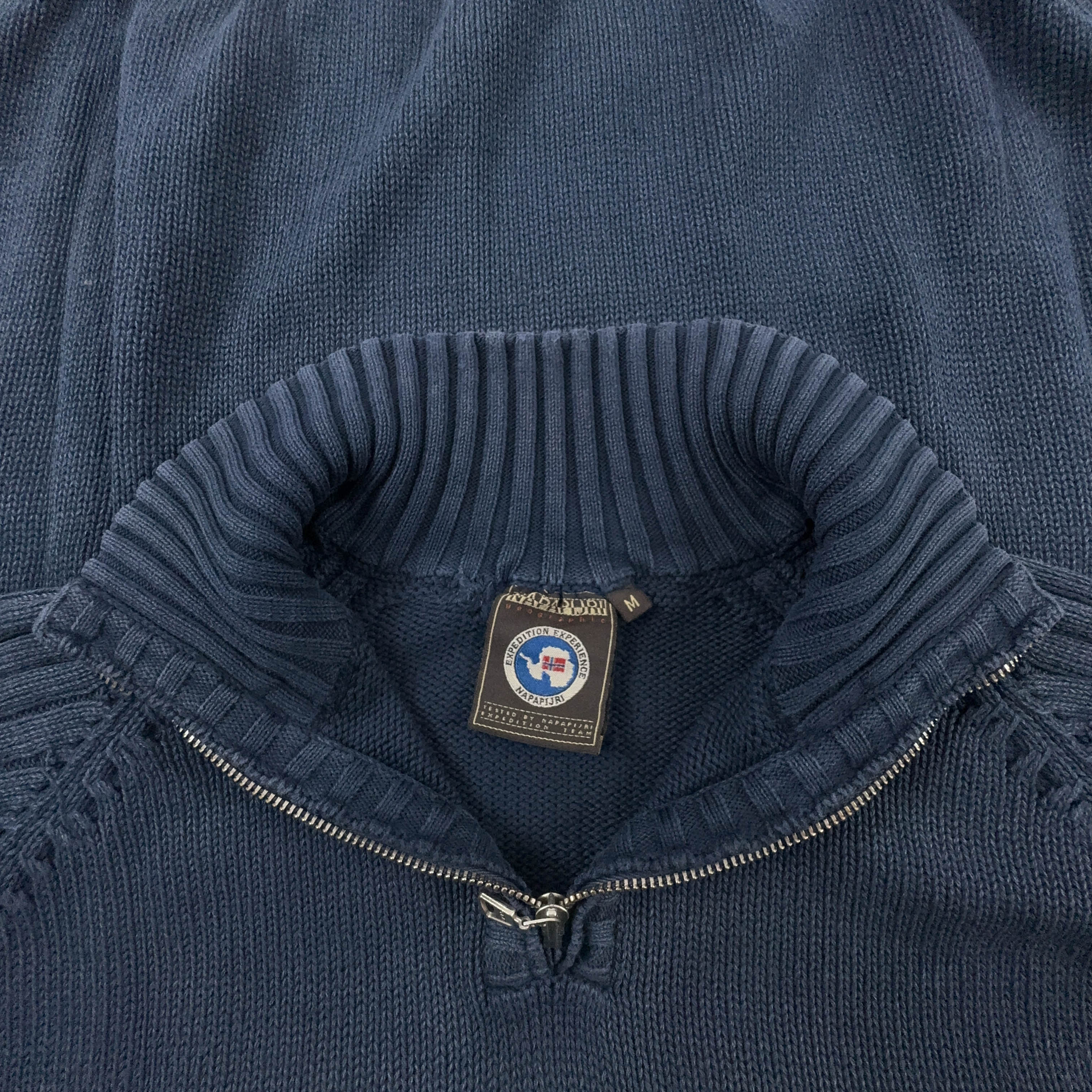 Maglione Napapijri blu scuro quarter zip in cotone - Taglia M uomo