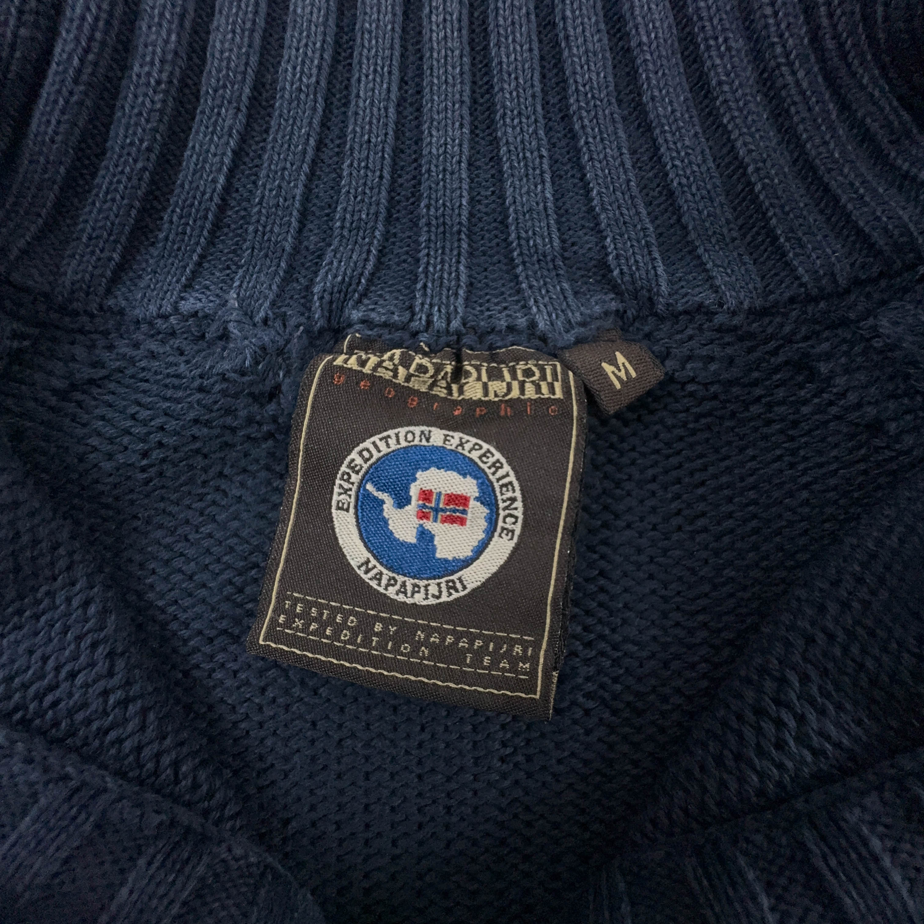 Maglione Napapijri blu scuro quarter zip in cotone - Taglia M uomo