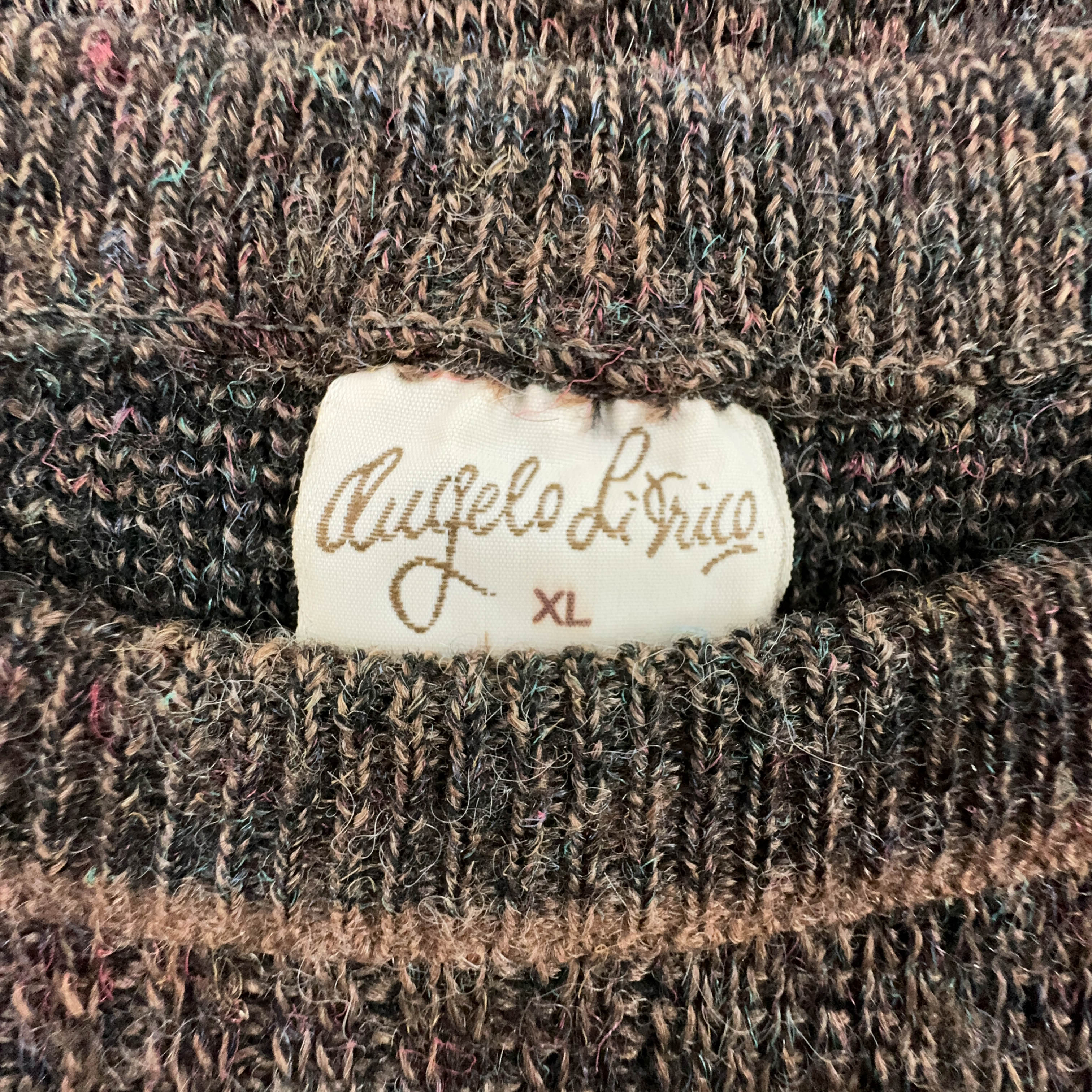 Maglione Angelo Litrico Vintage 10% lana a girocollo marrone a fantasia - Taglia L/XL uomo