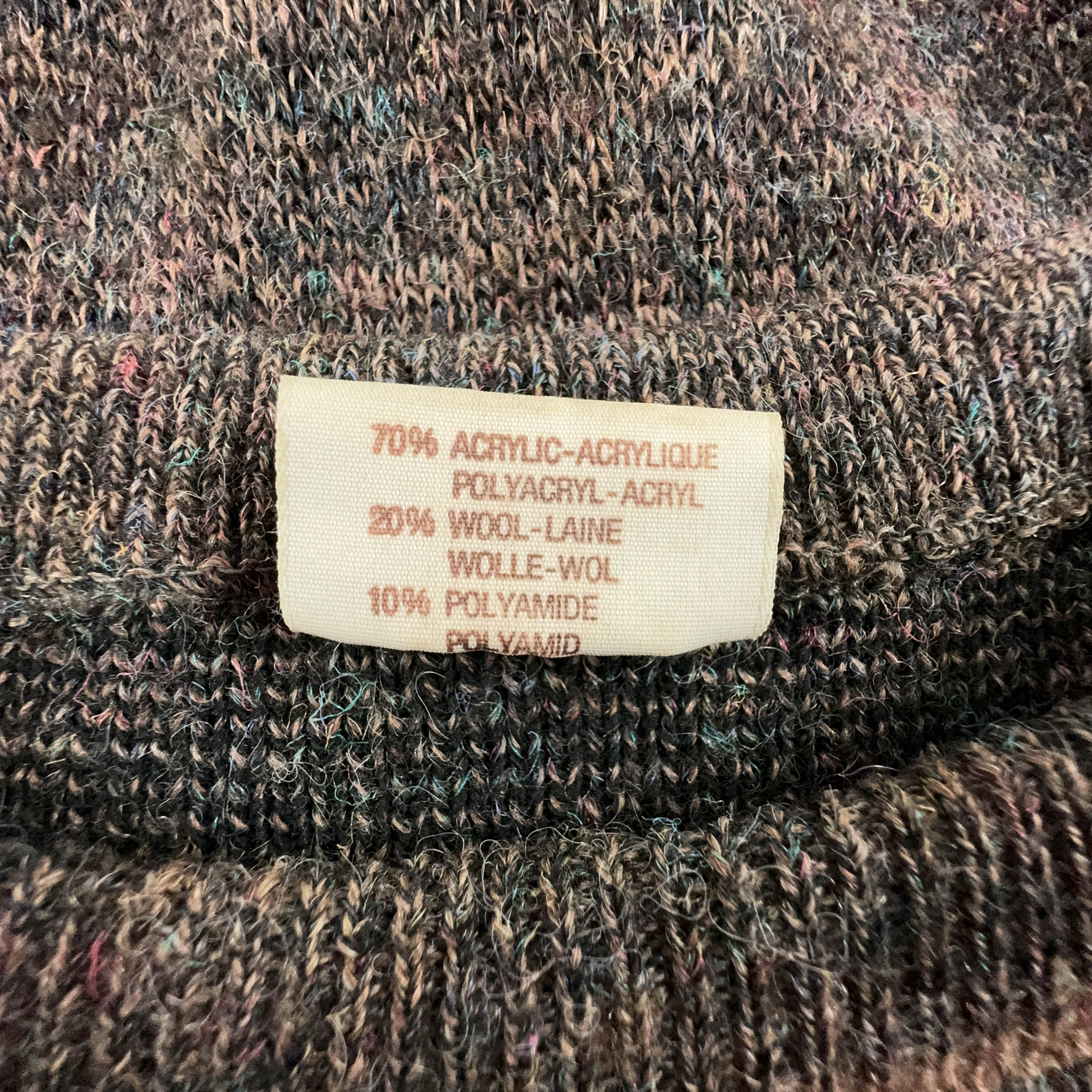 Maglione Angelo Litrico Vintage 10% lana a girocollo marrone a fantasia - Taglia L/XL uomo