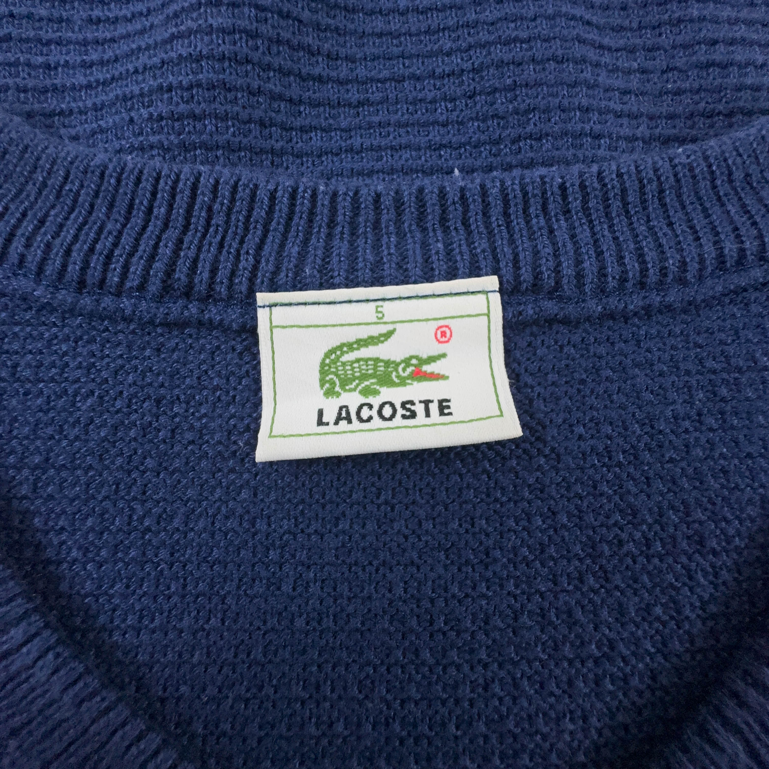 Maglione leggero Lacoste blu con scollo a v 50% cotone - Taglia 5 uomo