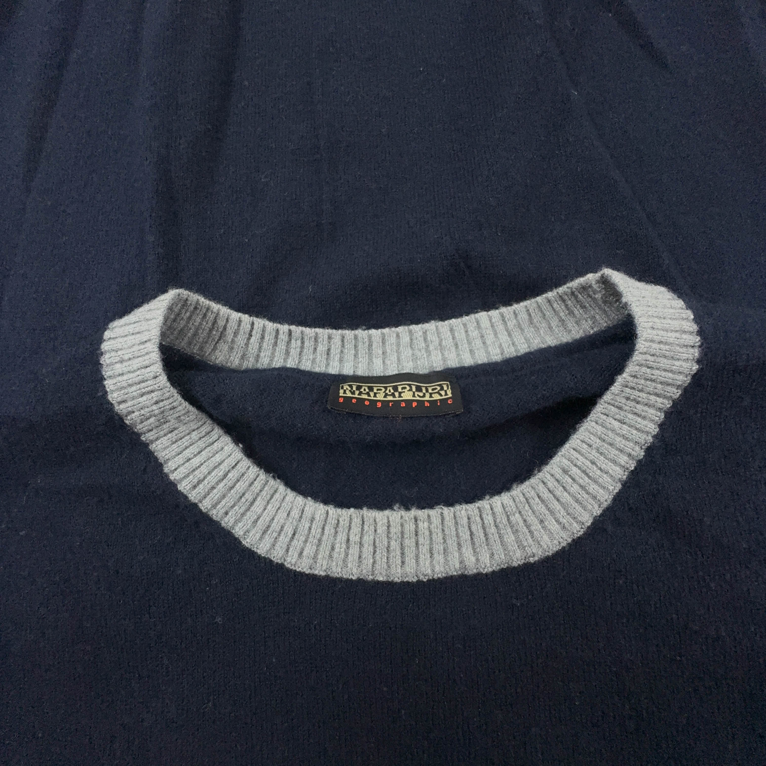 Maglione leggero Napapijri blu scuro a girocollo 30% lana - Taglia M uomo