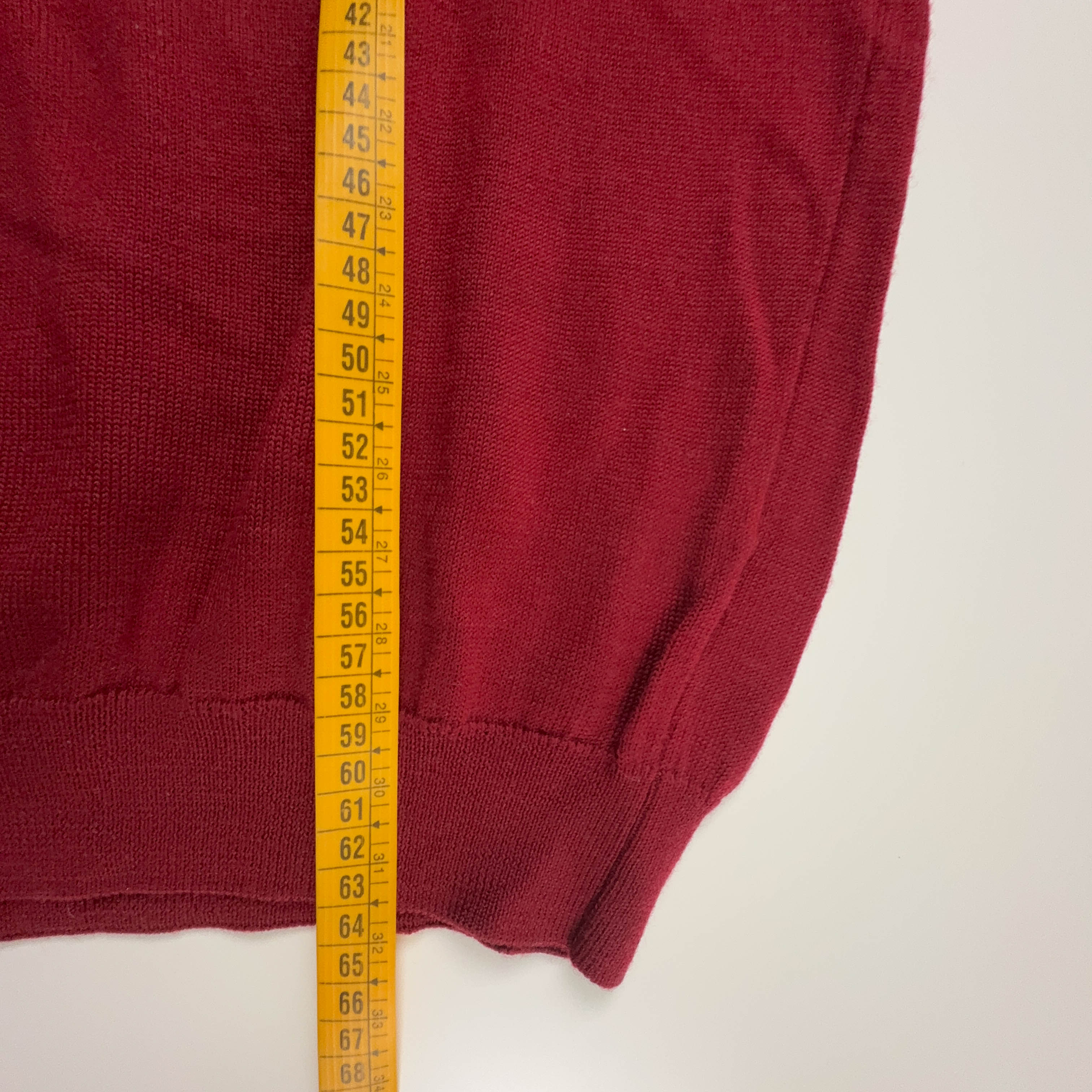 Maglione leggero Lacoste rosso con scollo a V 100% lana vergine - Taglia 4 uomo