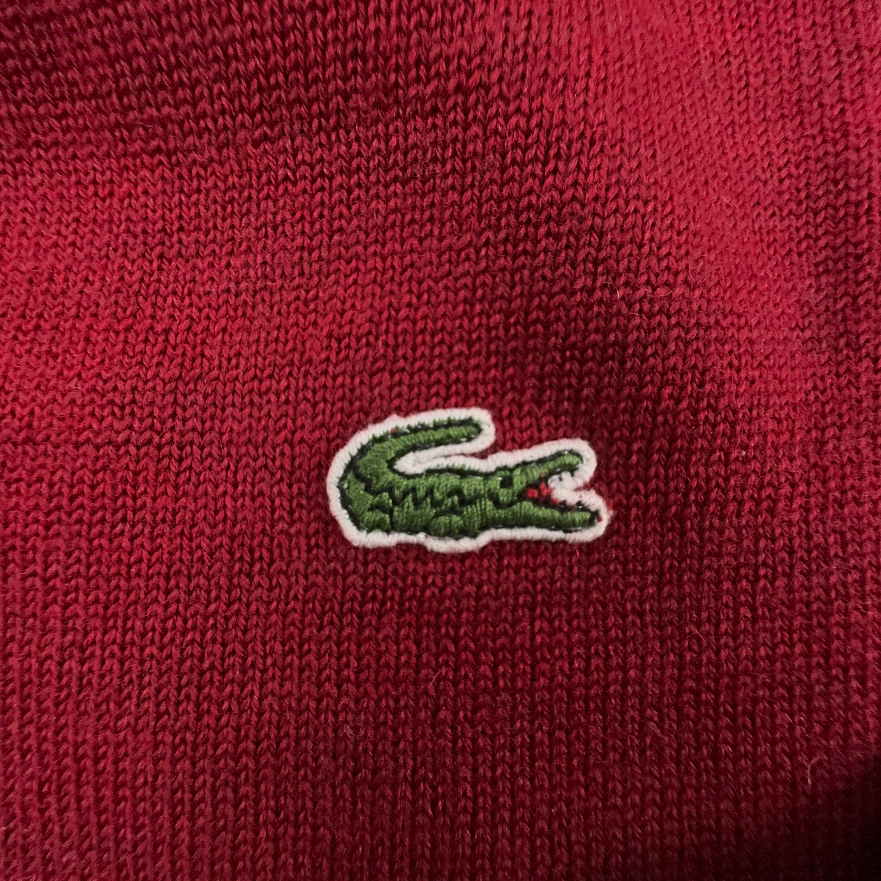 Maglione leggero Lacoste rosso con scollo a V 100% lana vergine - Taglia 4 uomo