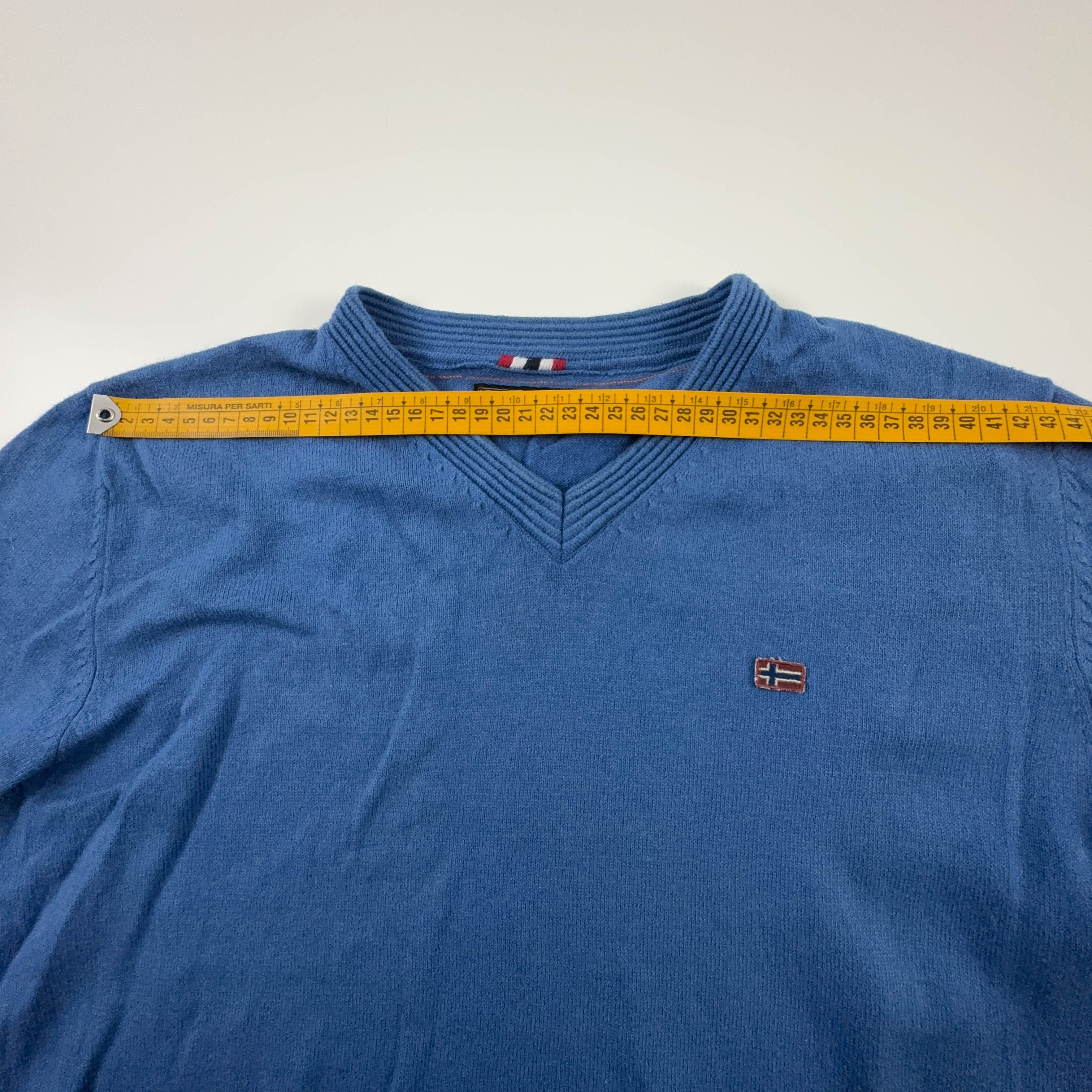 Maglione leggero Napapijri blu con scollo a v 90% cotone - Taglia M uomo