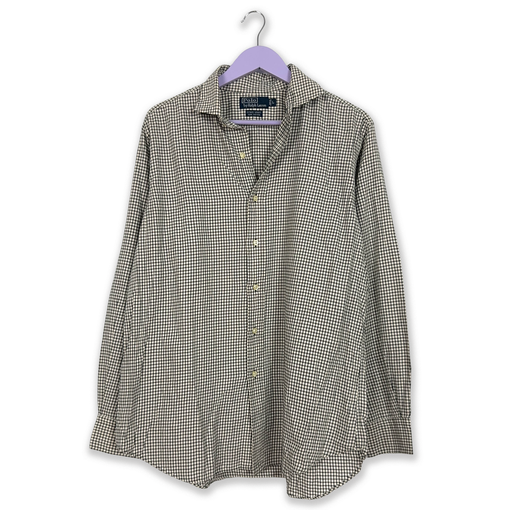 Camicia Ralph Lauren a quadri grigia e bianca - Taglia L uomo