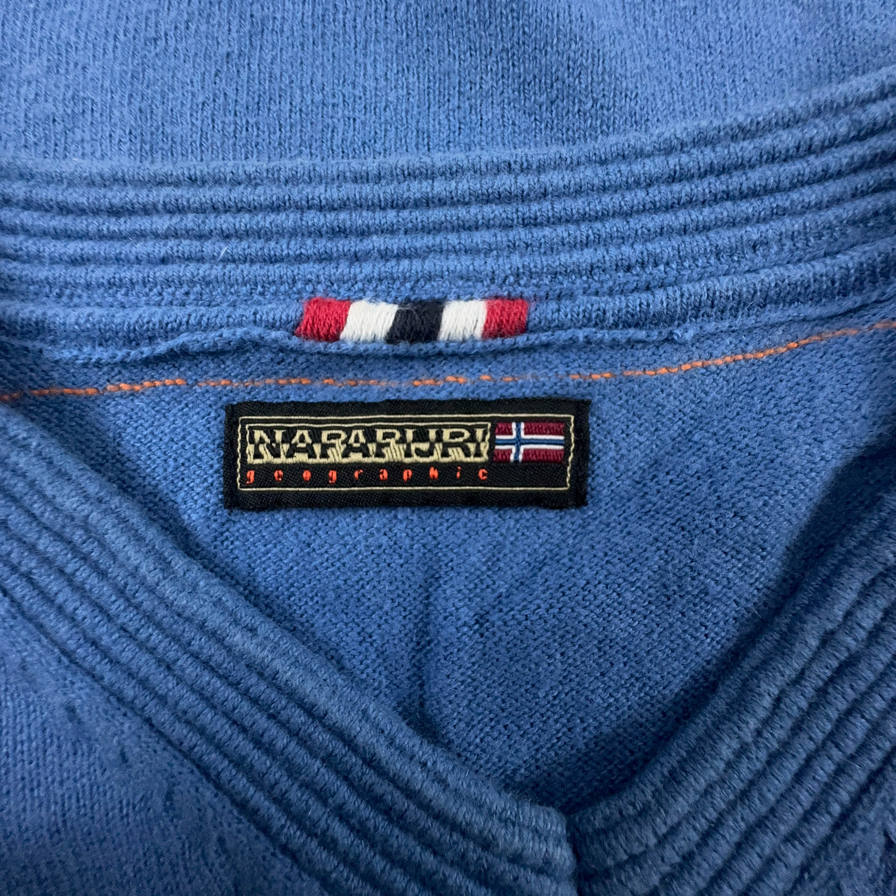 Maglione leggero Napapijri blu con scollo a v 90% cotone - Taglia M uomo