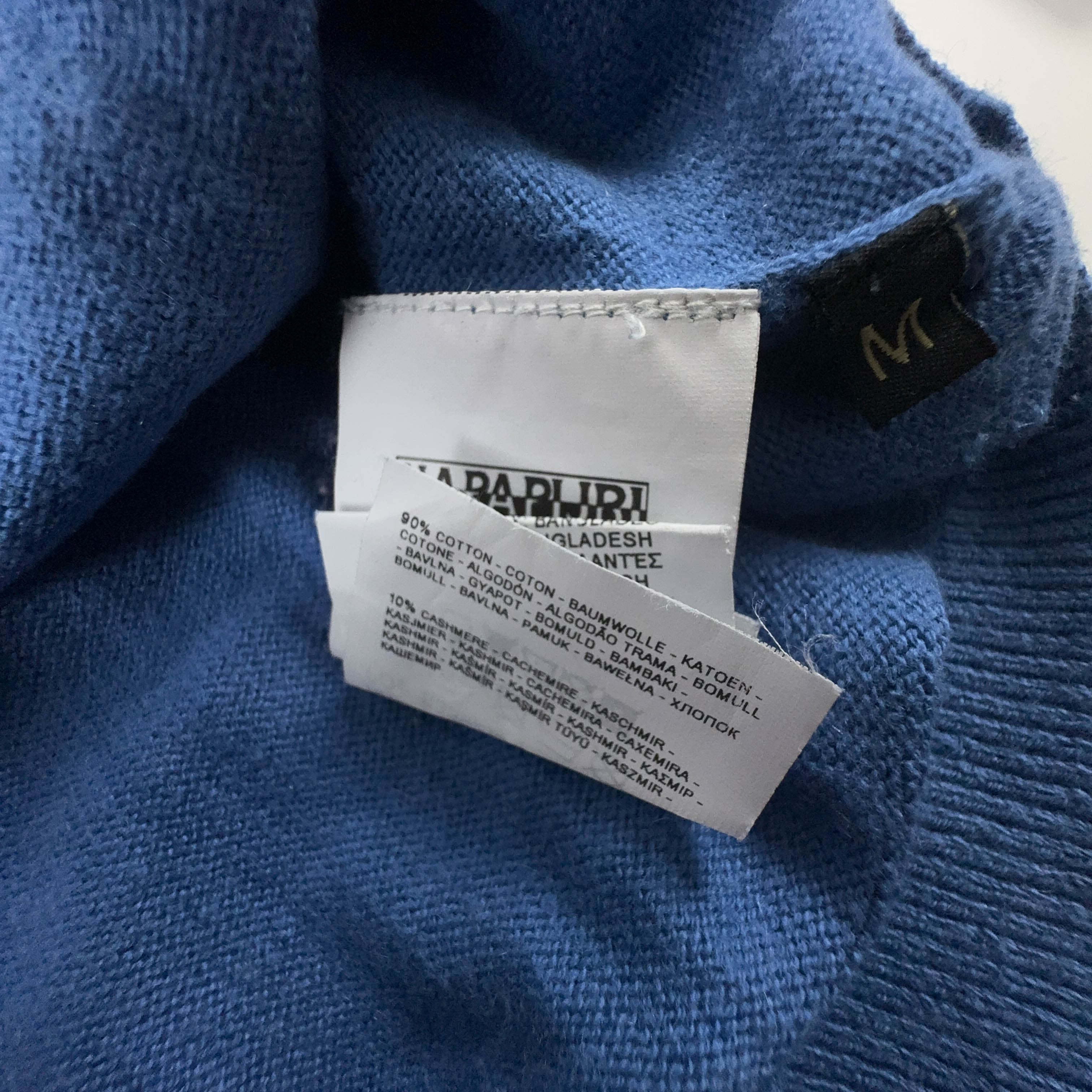 Maglione leggero Napapijri blu con scollo a v 90% cotone - Taglia M uomo