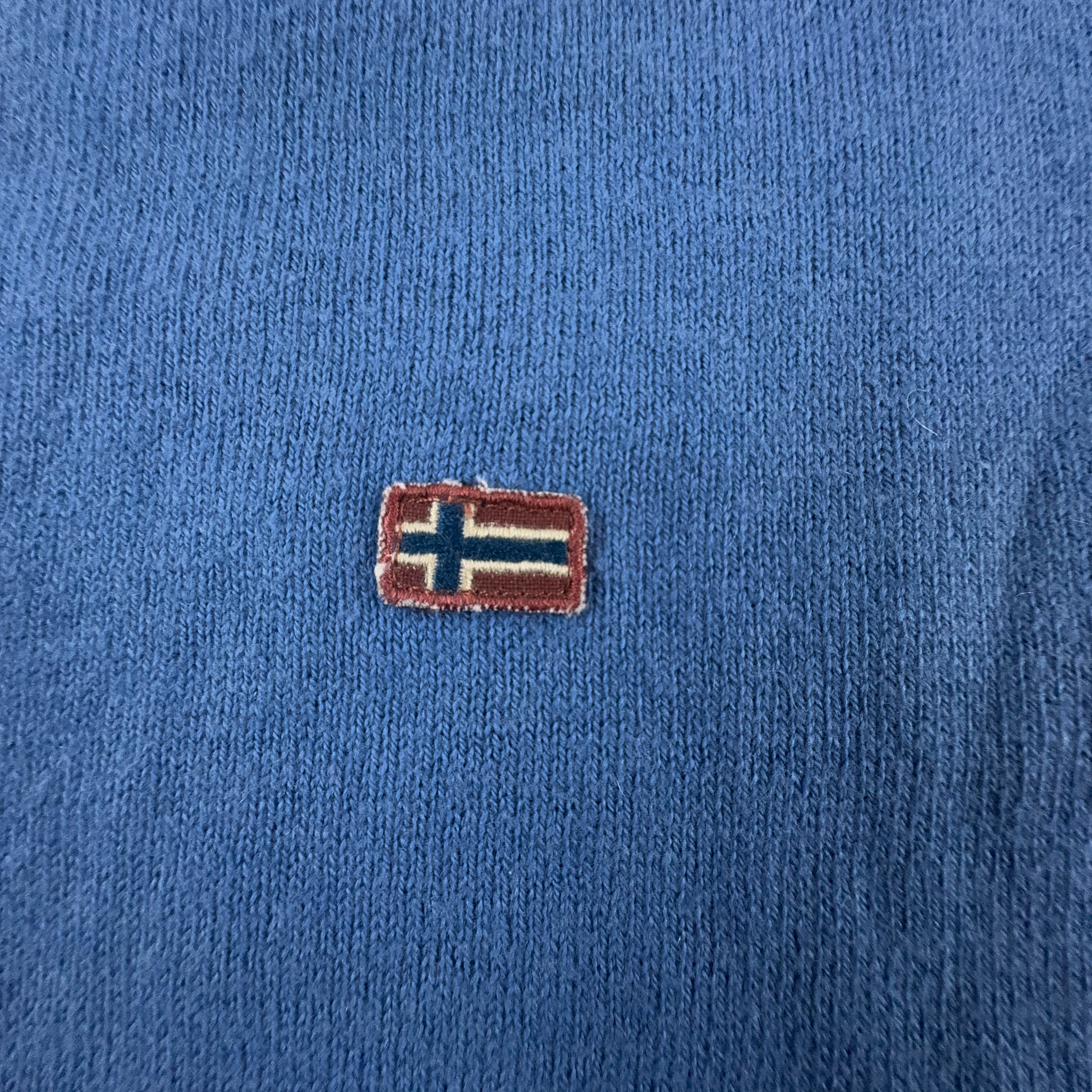 Maglione leggero Napapijri blu con scollo a v 90% cotone - Taglia M uomo