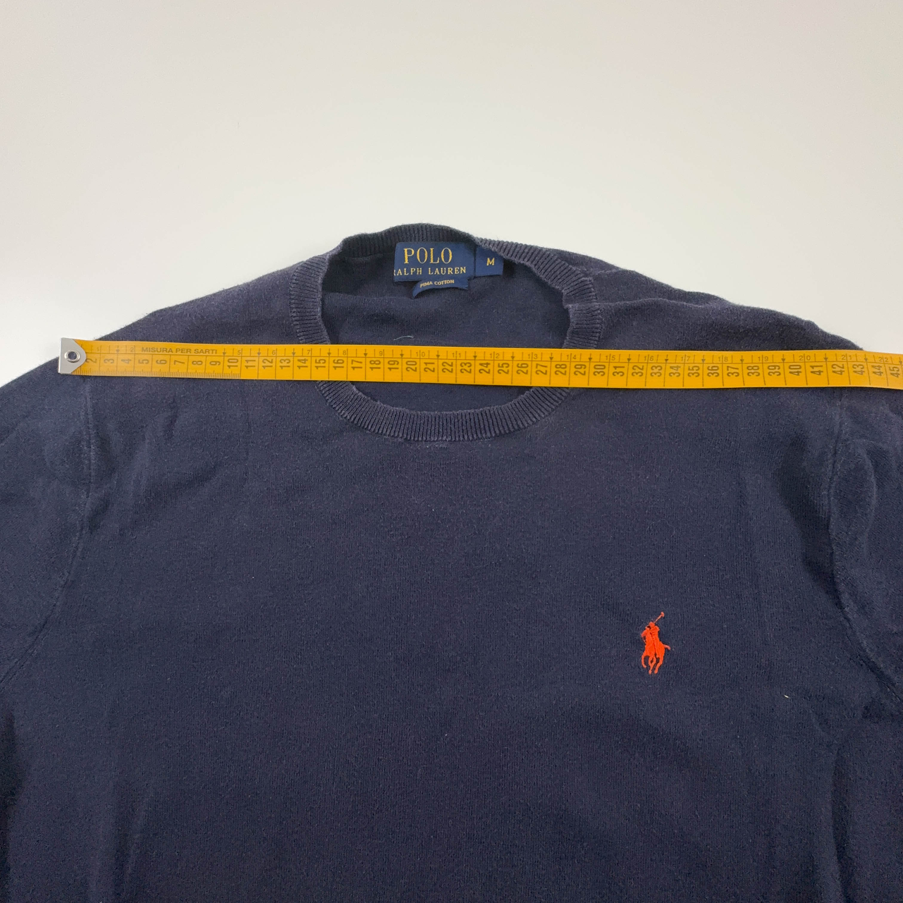 Maglione leggero Ralph Lauren blu scuro a girocollo in cotone pima - Taglia M uomo