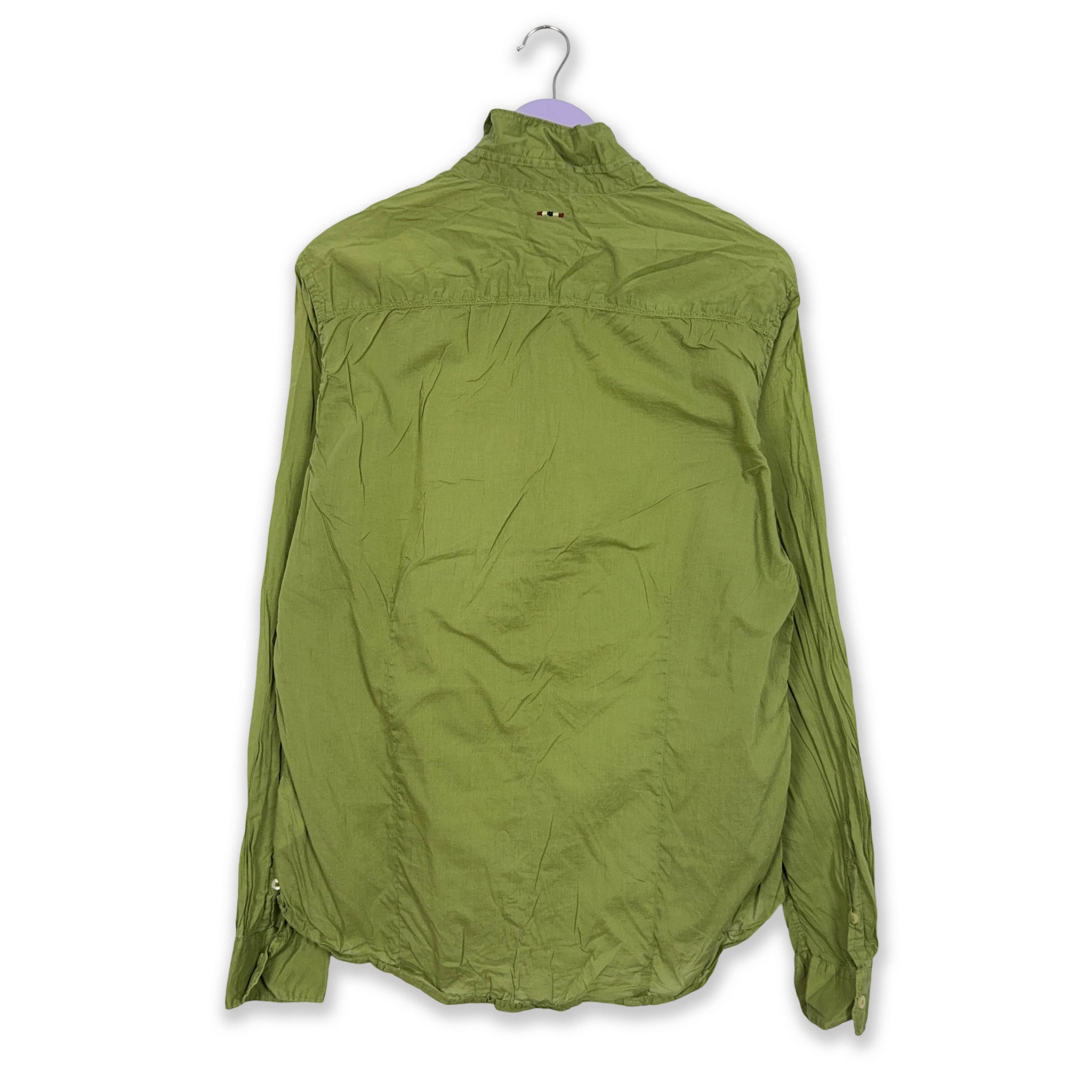 Camicia Napapijri verde slim fit tinta unita - Taglia L/XL uomo