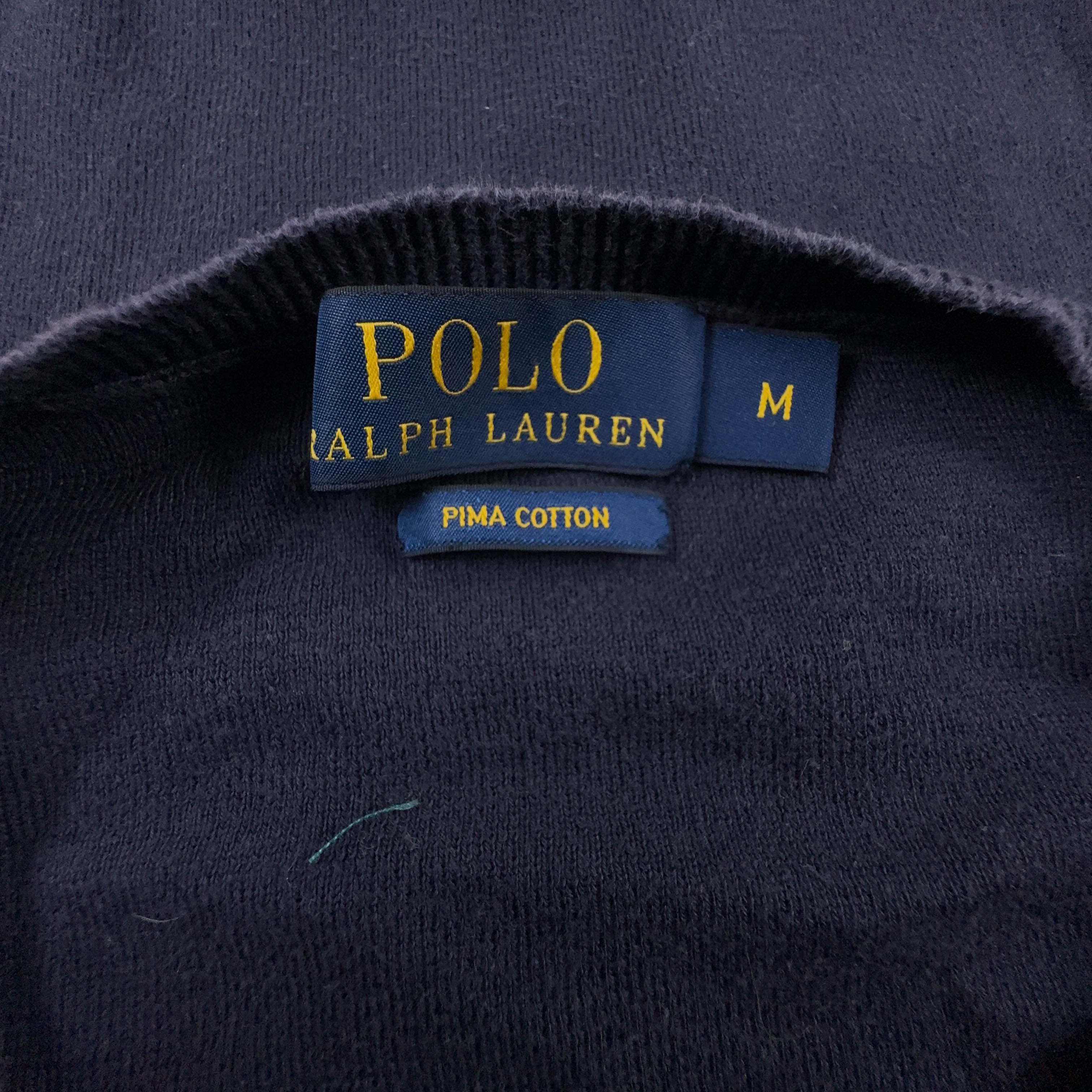 Maglione leggero Ralph Lauren blu scuro a girocollo in cotone pima - Taglia M uomo