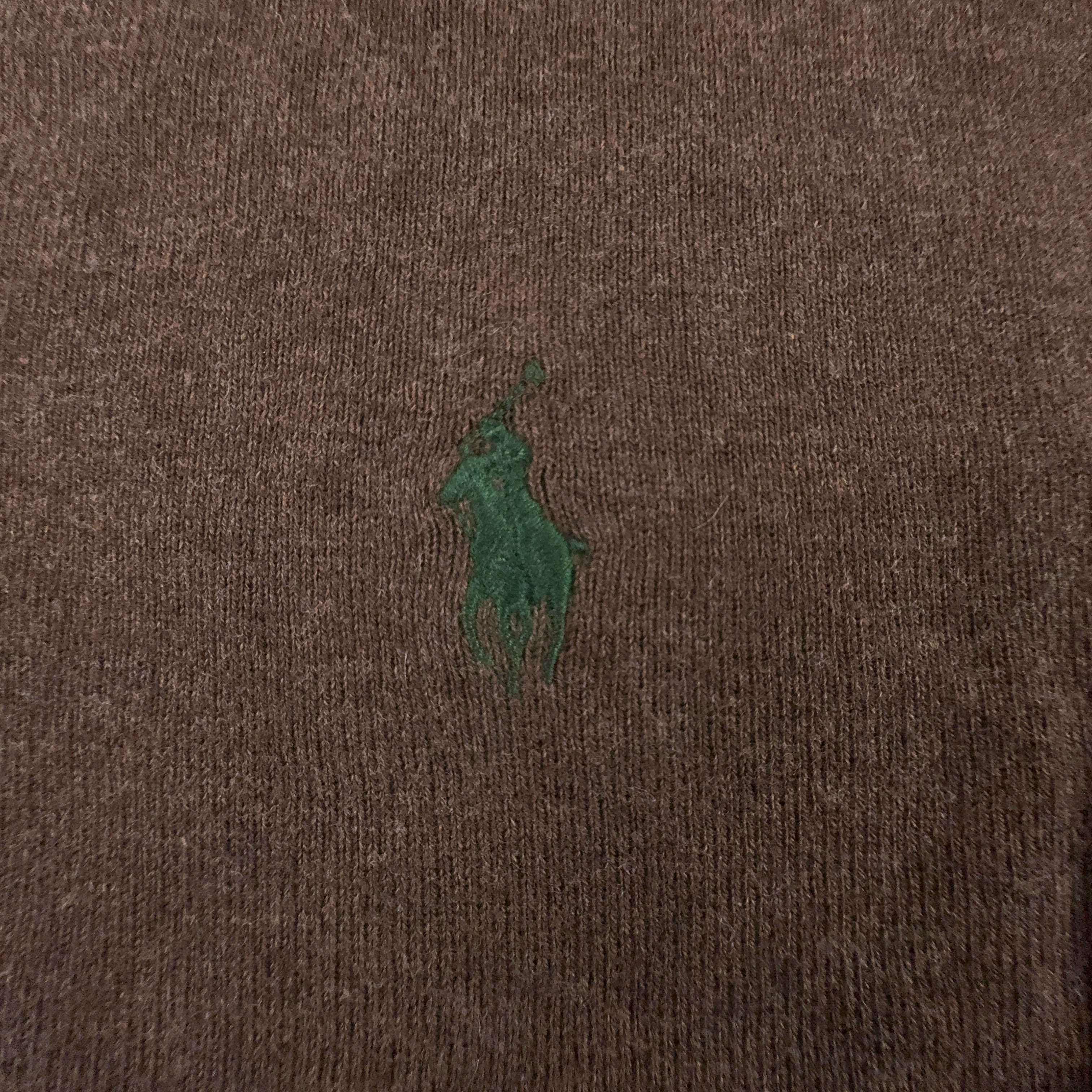 Maglione leggero Ralph Lauren marrone con scollo a V in cotone pima - Taglia L/XL uomo