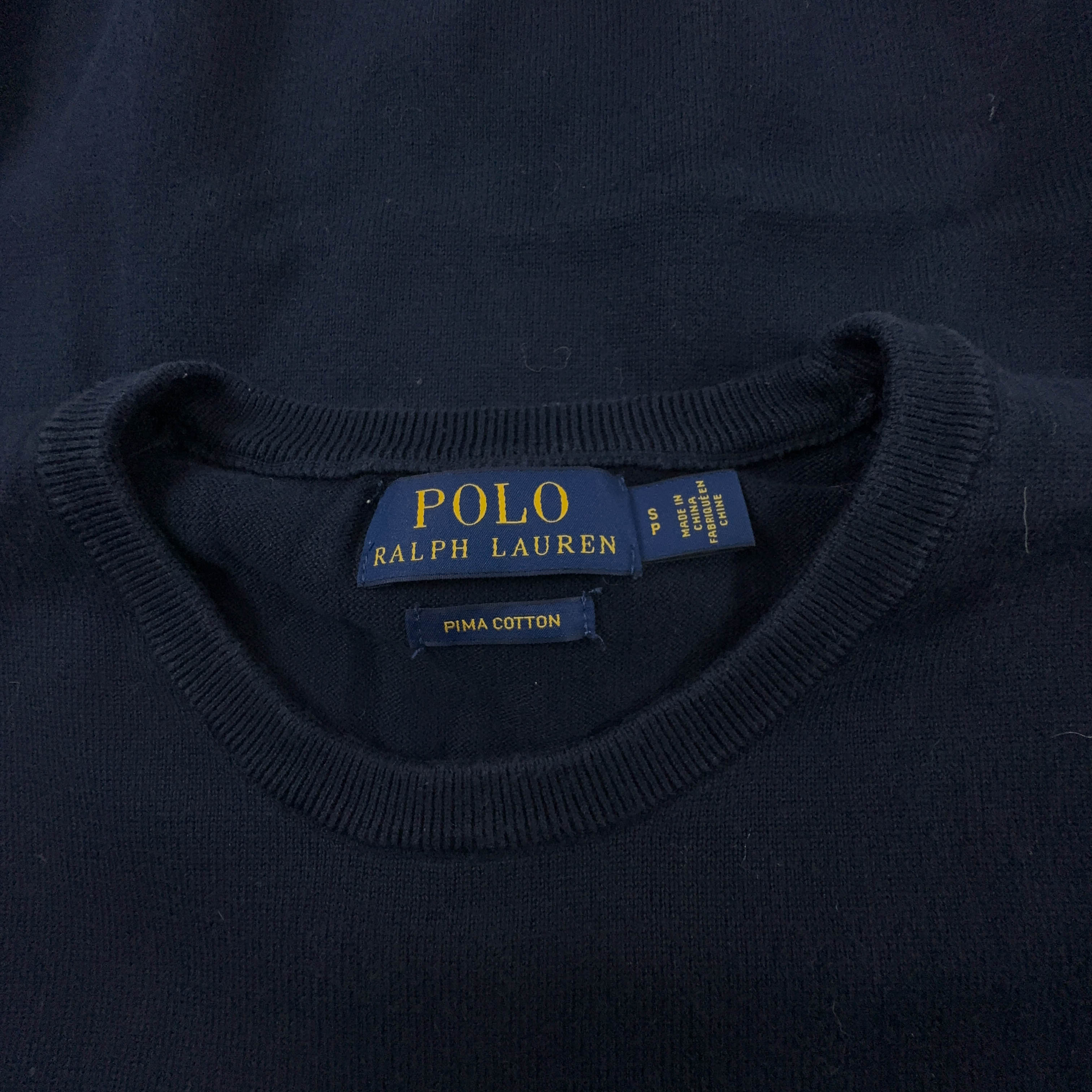 Maglione leggero Ralph Lauren blu scuro a girocollo in cotone pima - Taglia S uomo