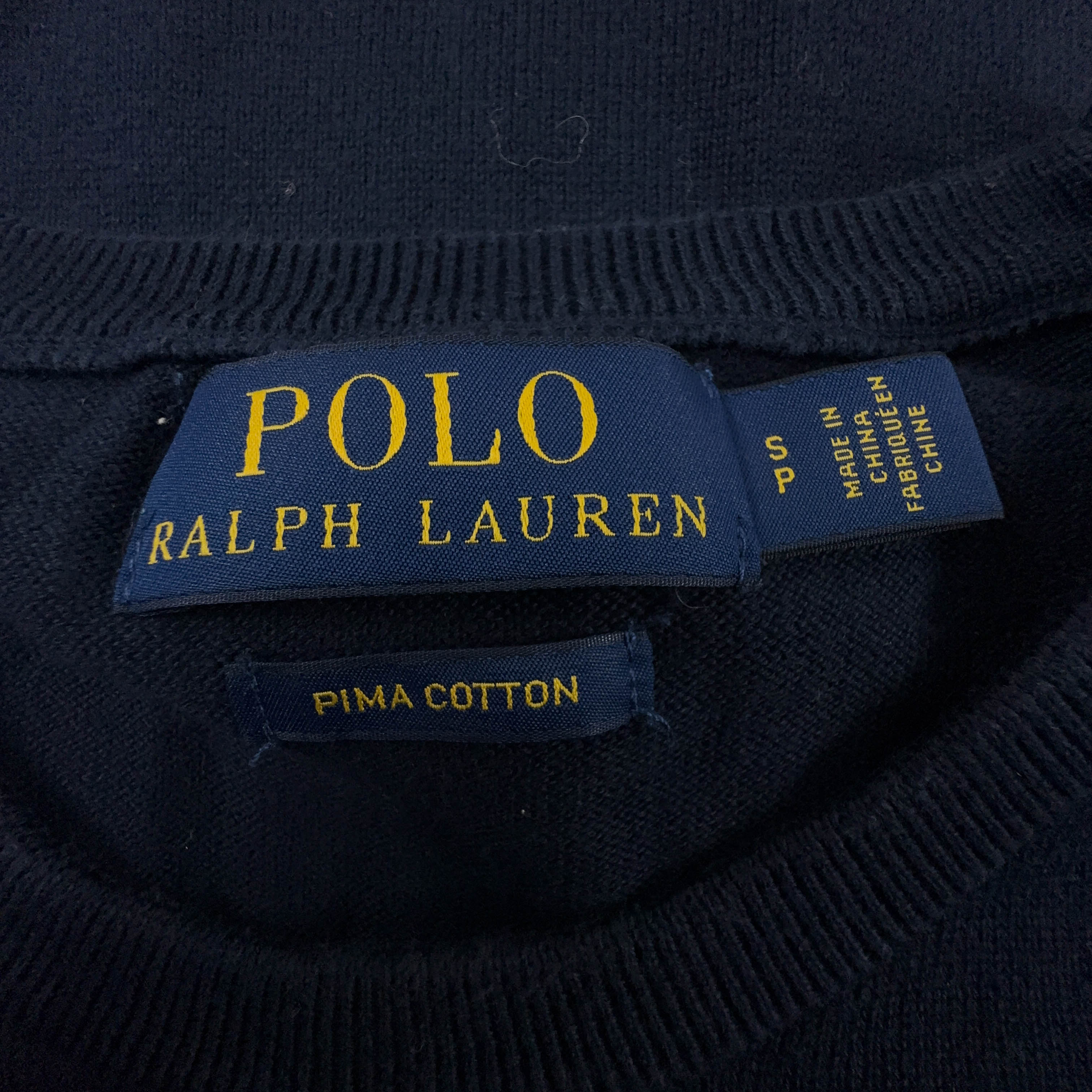 Maglione leggero Ralph Lauren blu scuro a girocollo in cotone pima - Taglia S uomo