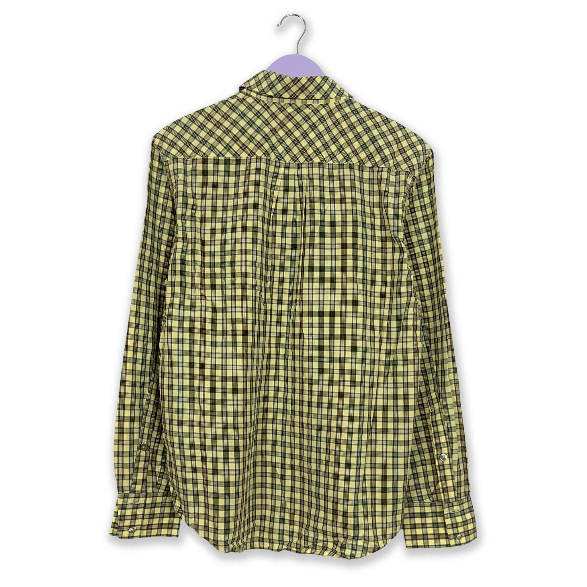 Camicia Adidas Vintage a quadri gialla anni 2000 - Taglia M uomo