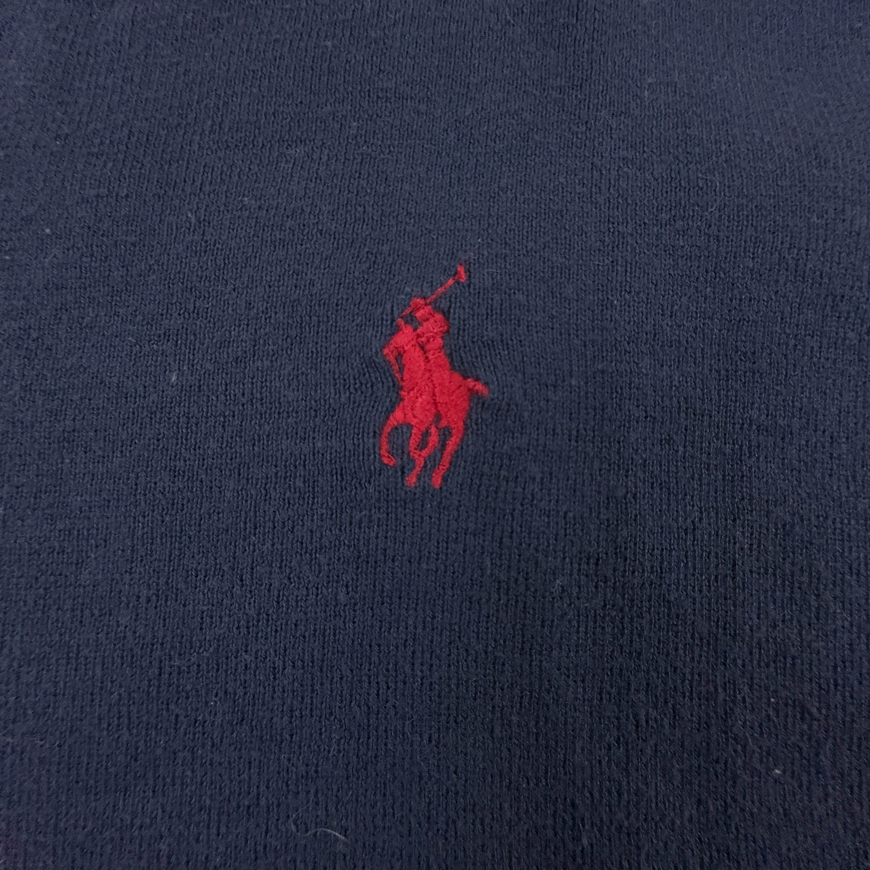 Maglione leggero Ralph Lauren blu scuro con scollo a V in cotone pima - Taglia XL/XXL uomo