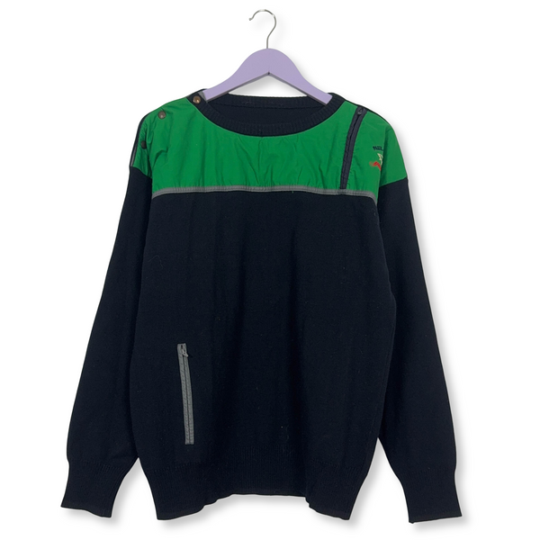 Maglione Paul & Shark Vintage verde e blu scuro a girocollo 40% lana vergine - Taglia L uomo
