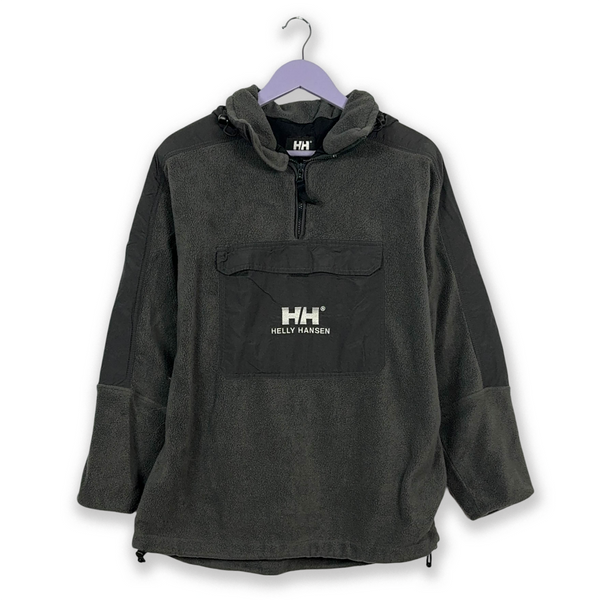 Pile Helly Hansen Vintage grigio quarter zip con tasca frontale e ricami double knee - Taglia S/M uomo