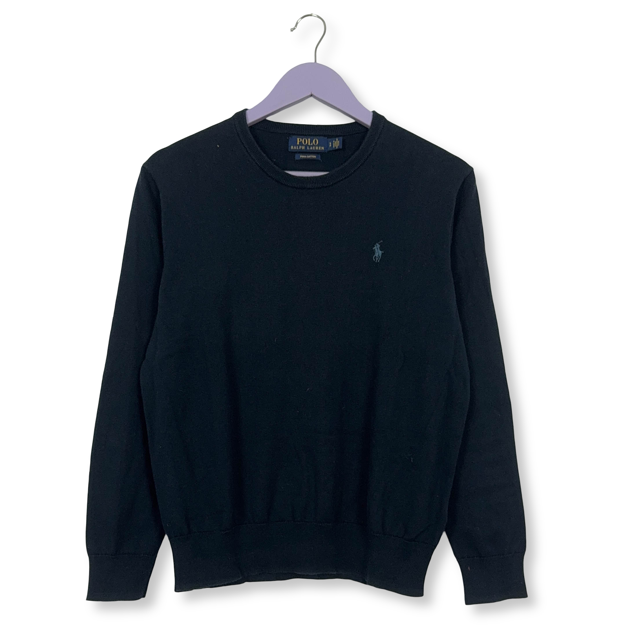 Maglione leggero Ralph Lauren blu scuro a girocollo in cotone pima - Taglia S uomo