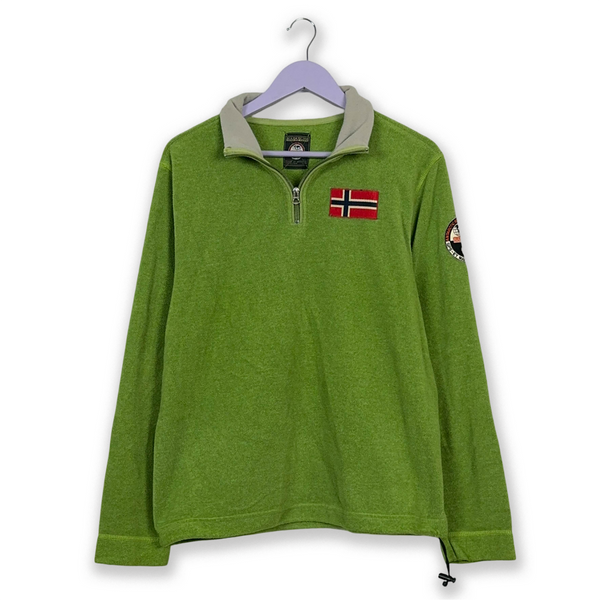 Pile Napapijri Vintage verde quarter zip con patch - Taglia M/L uomo