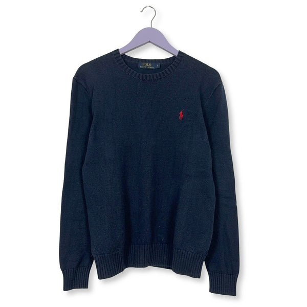 Maglione leggero Ralph Lauren blu scuro a girocollo in cotone - Taglia S/M uomo