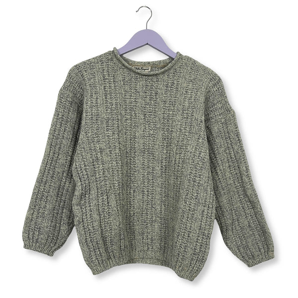 Maglione Salvatore Ferragamo grigio e bianco a girocollo - Taglia S uomo