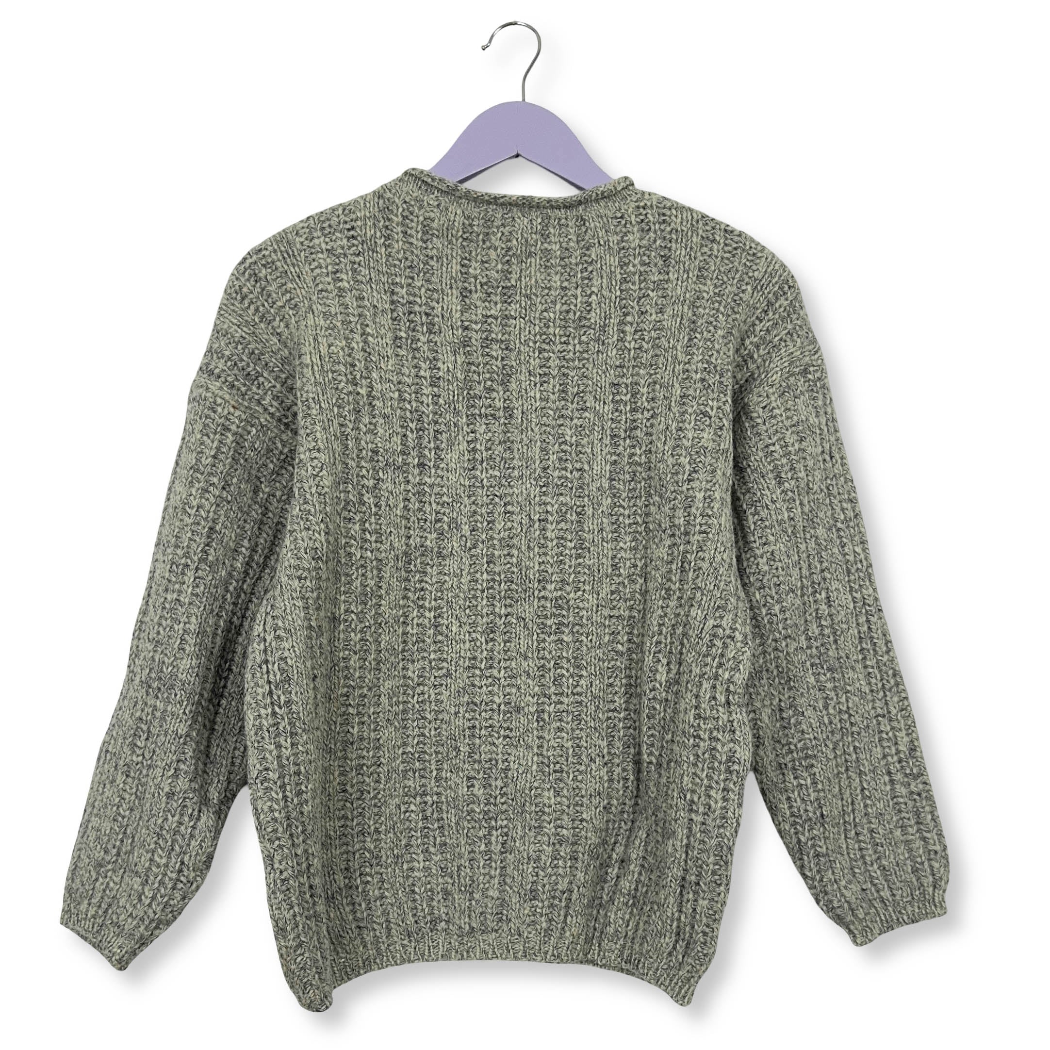 Maglione Salvatore Ferragamo grigio e bianco a girocollo - Taglia S uomo