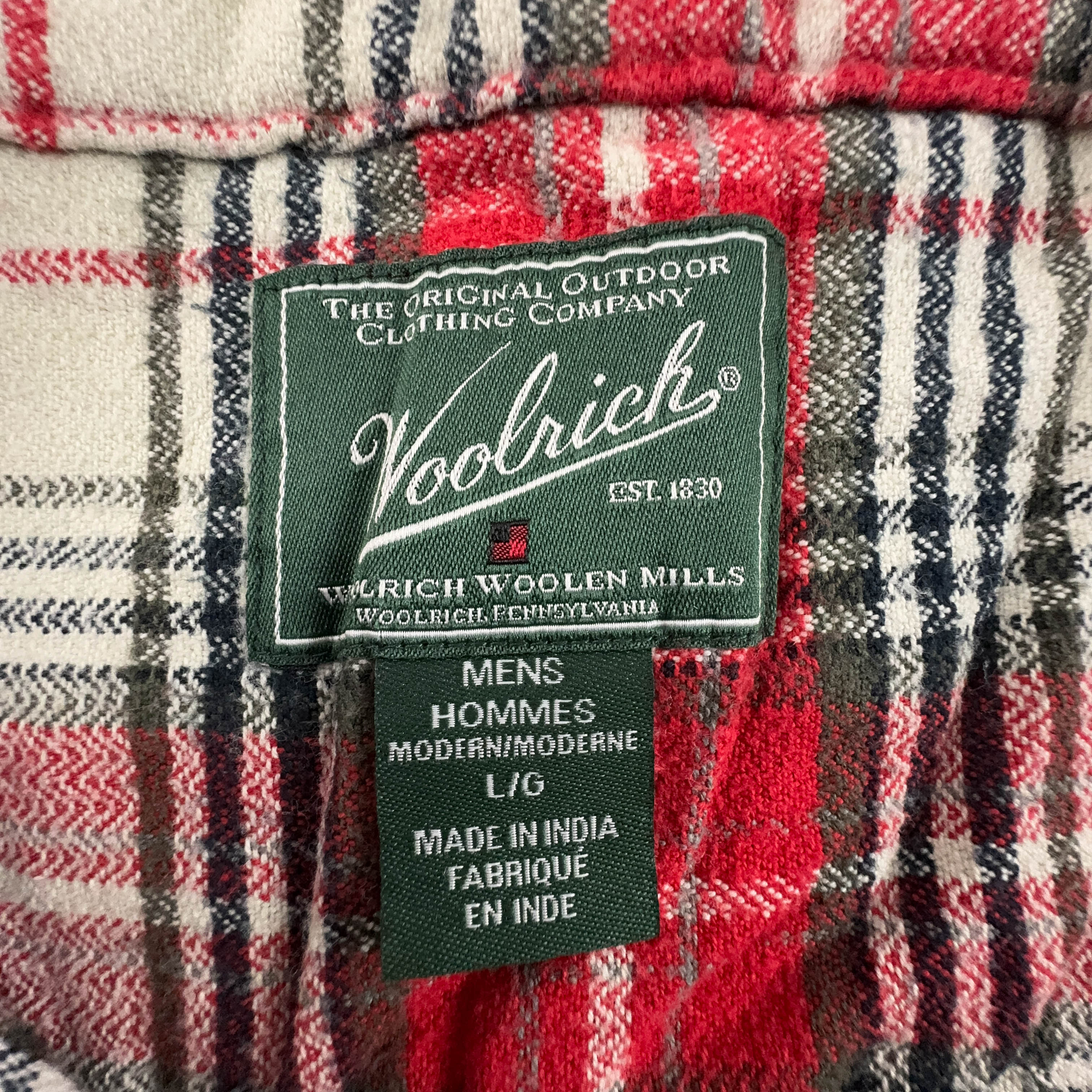Camicia Woolrich pesante a quadri rossa e beige - Taglia L/XL uomo
