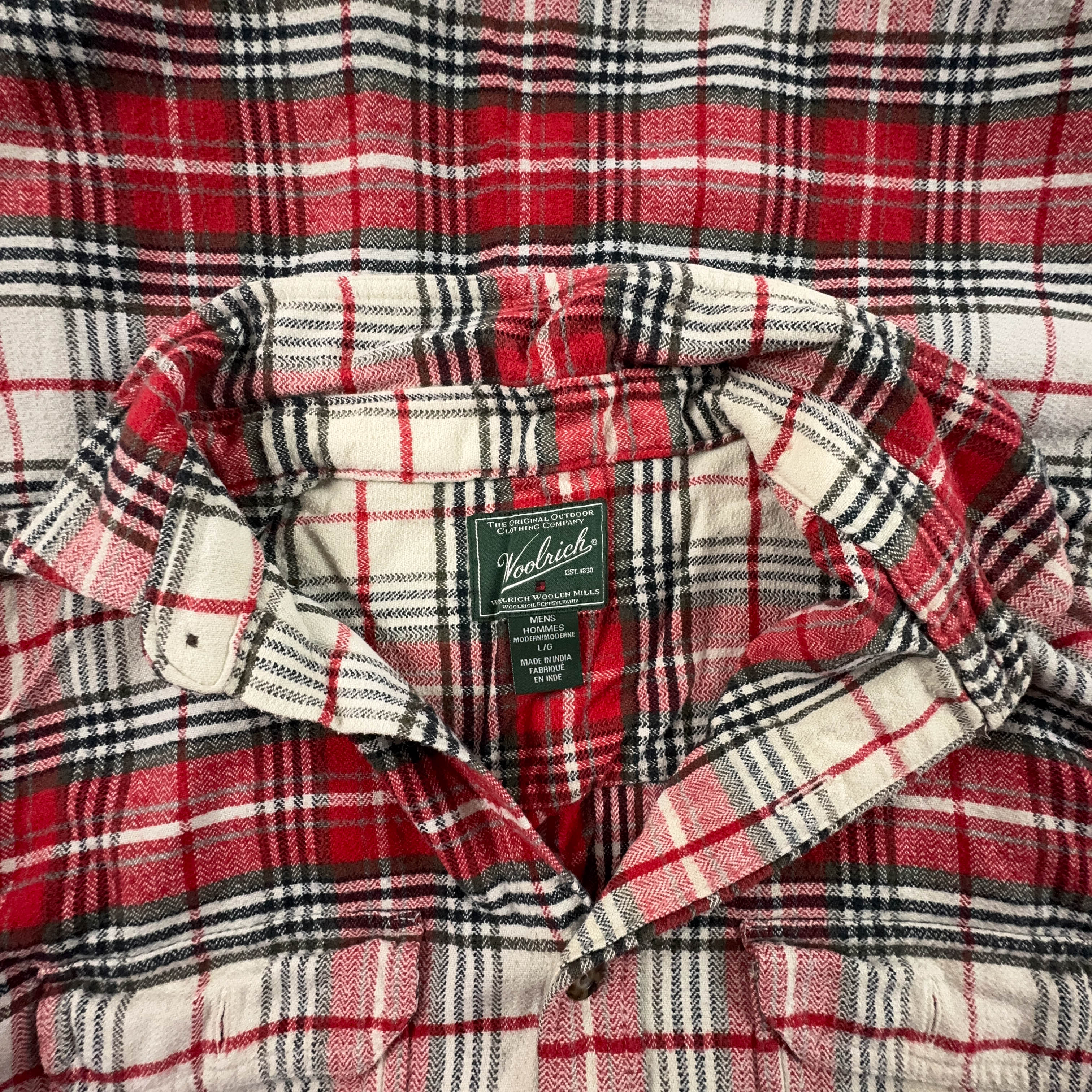 Camicia Woolrich pesante a quadri rossa e beige - Taglia L/XL uomo