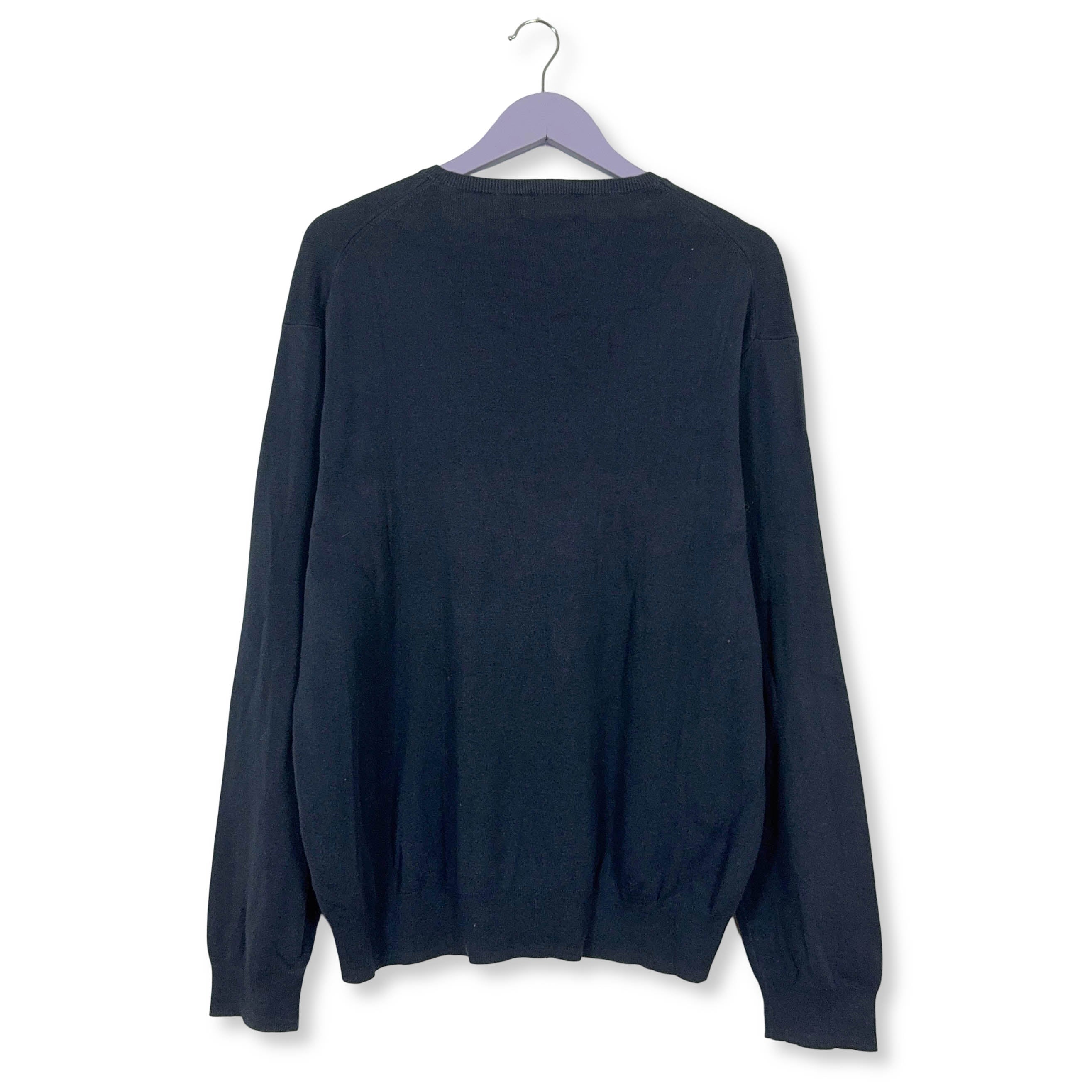 Maglione leggero Ralph Lauren blu scuro con scollo a V in cotone pima - Taglia XL/XXL uomo