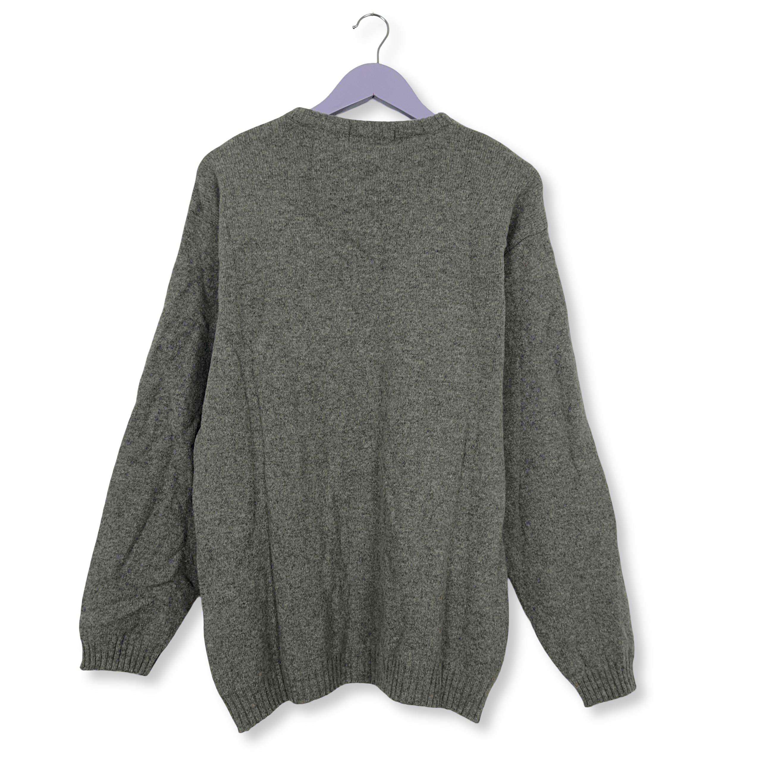 Maglione Ralph Lauren grigio a girocollo 100% lana d'agnello - Taglia XL uomo